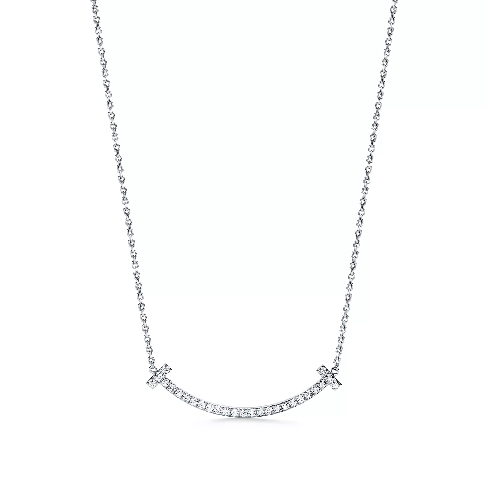 Medium Smile Pendant in White Gold with Diamonds