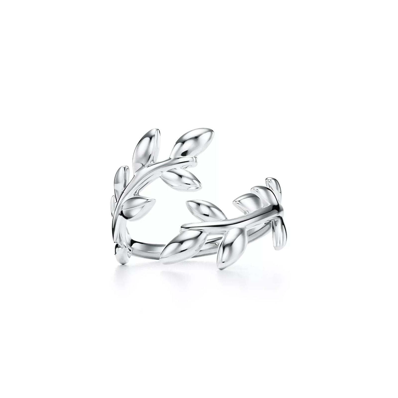 Olive Leaf Bypass Ring in Silver
