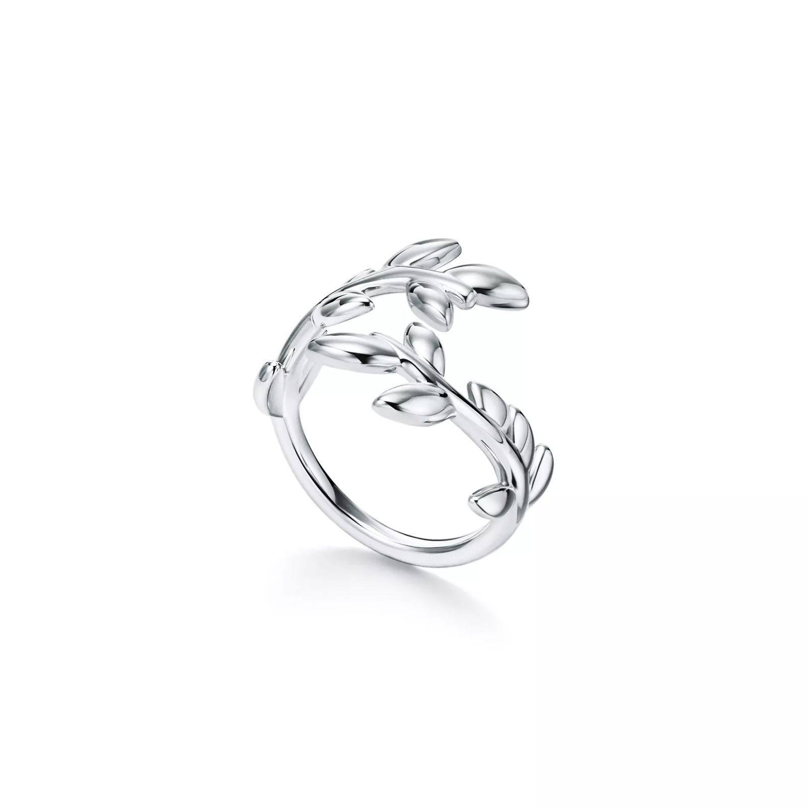 Olive Leaf Bypass Ring in Silver