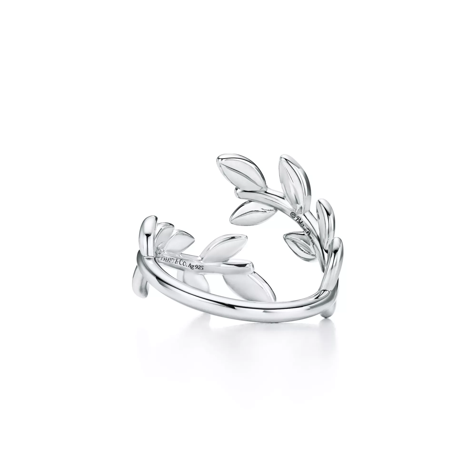 Olive Leaf Bypass Ring in Silver