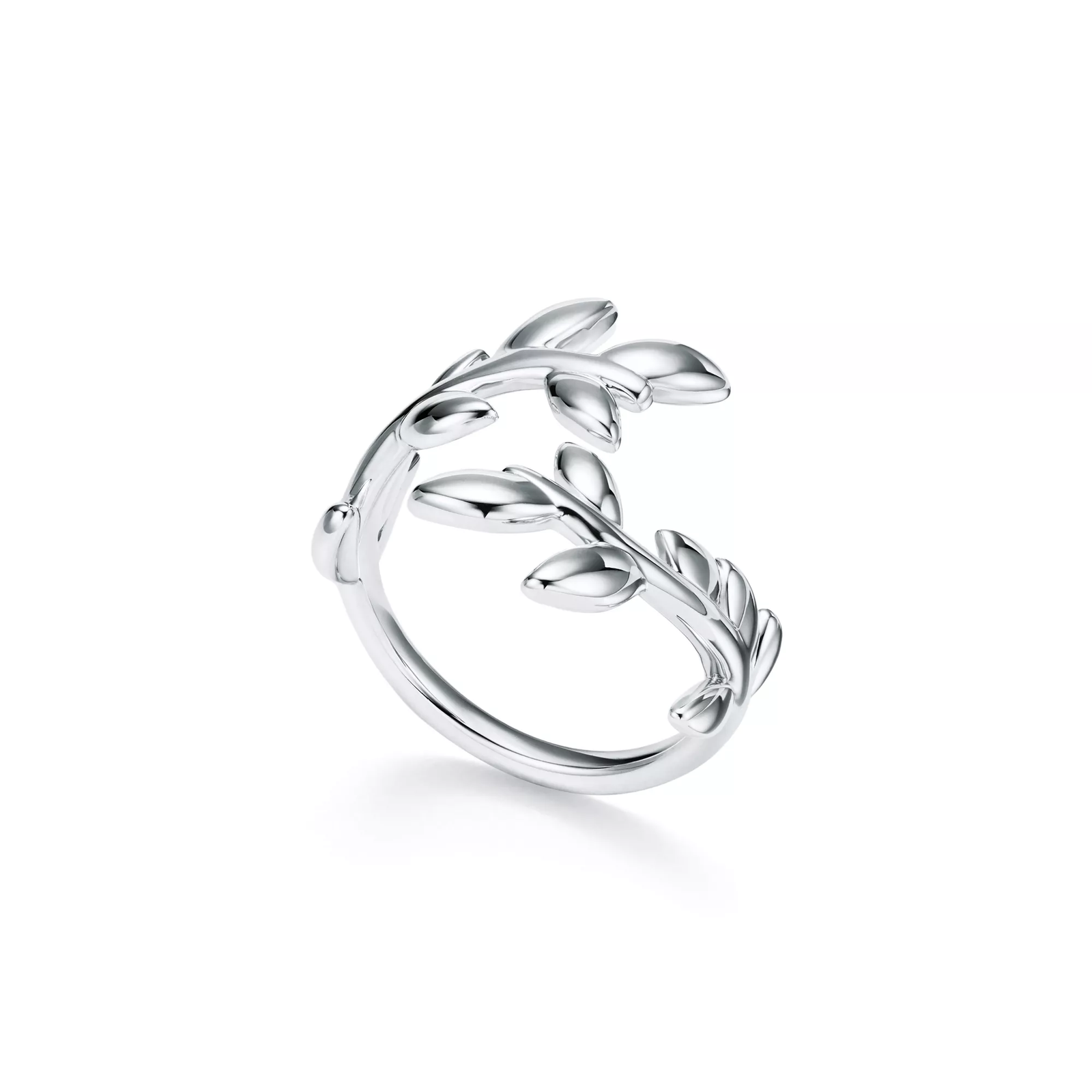 Olive Leaf Bypass Ring in Silver