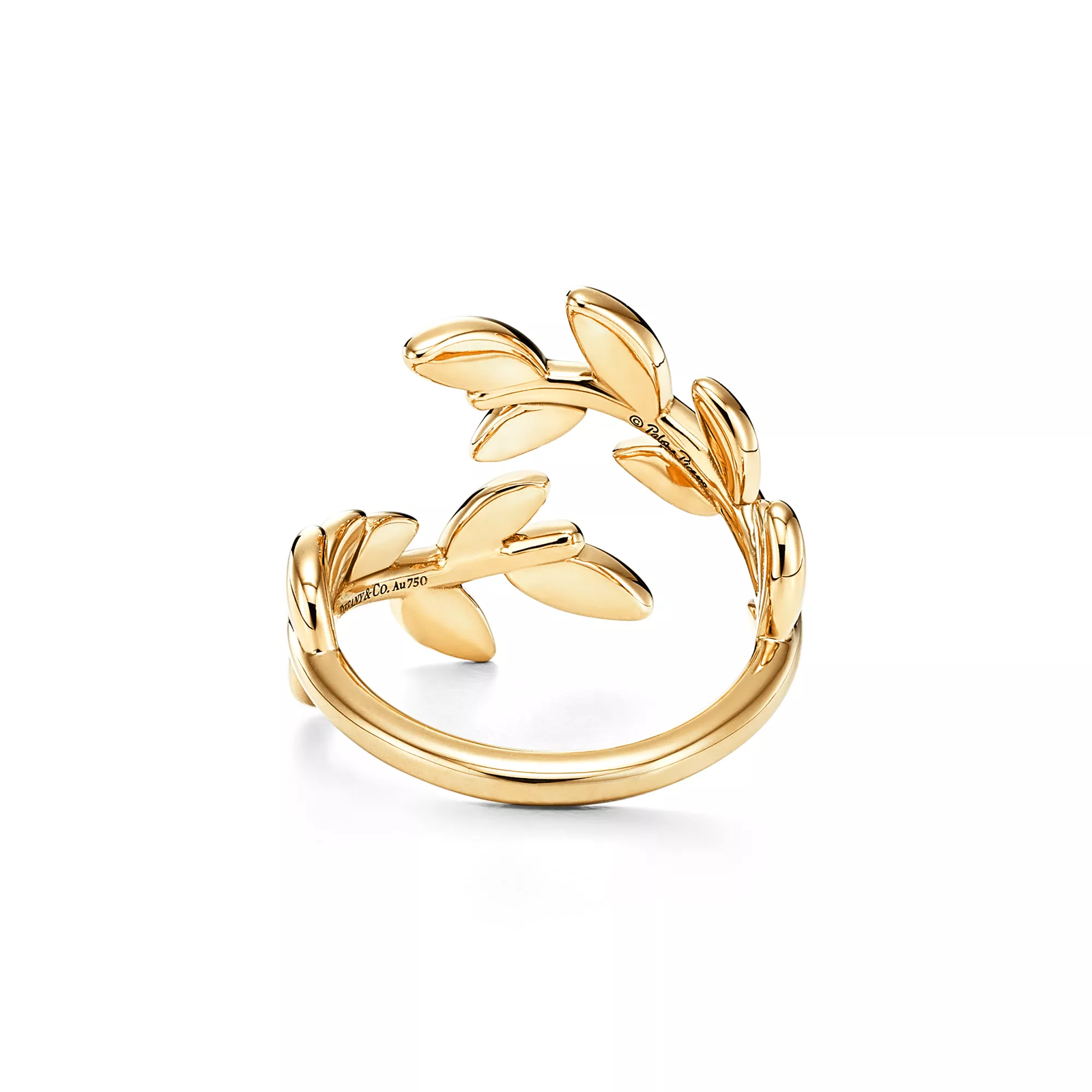 Olive Leaf Bypass Ring in Yellow Gold