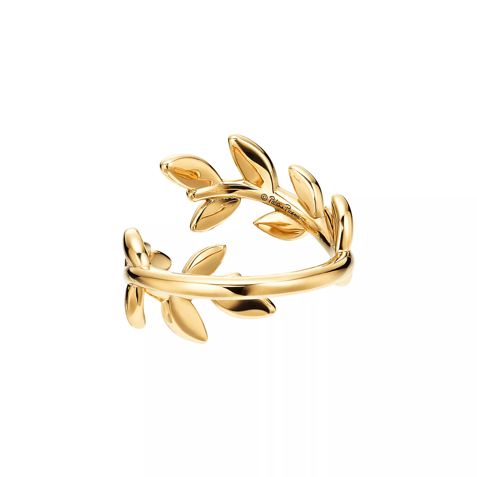 Olive Leaf Bypass Ring in Yellow Gold