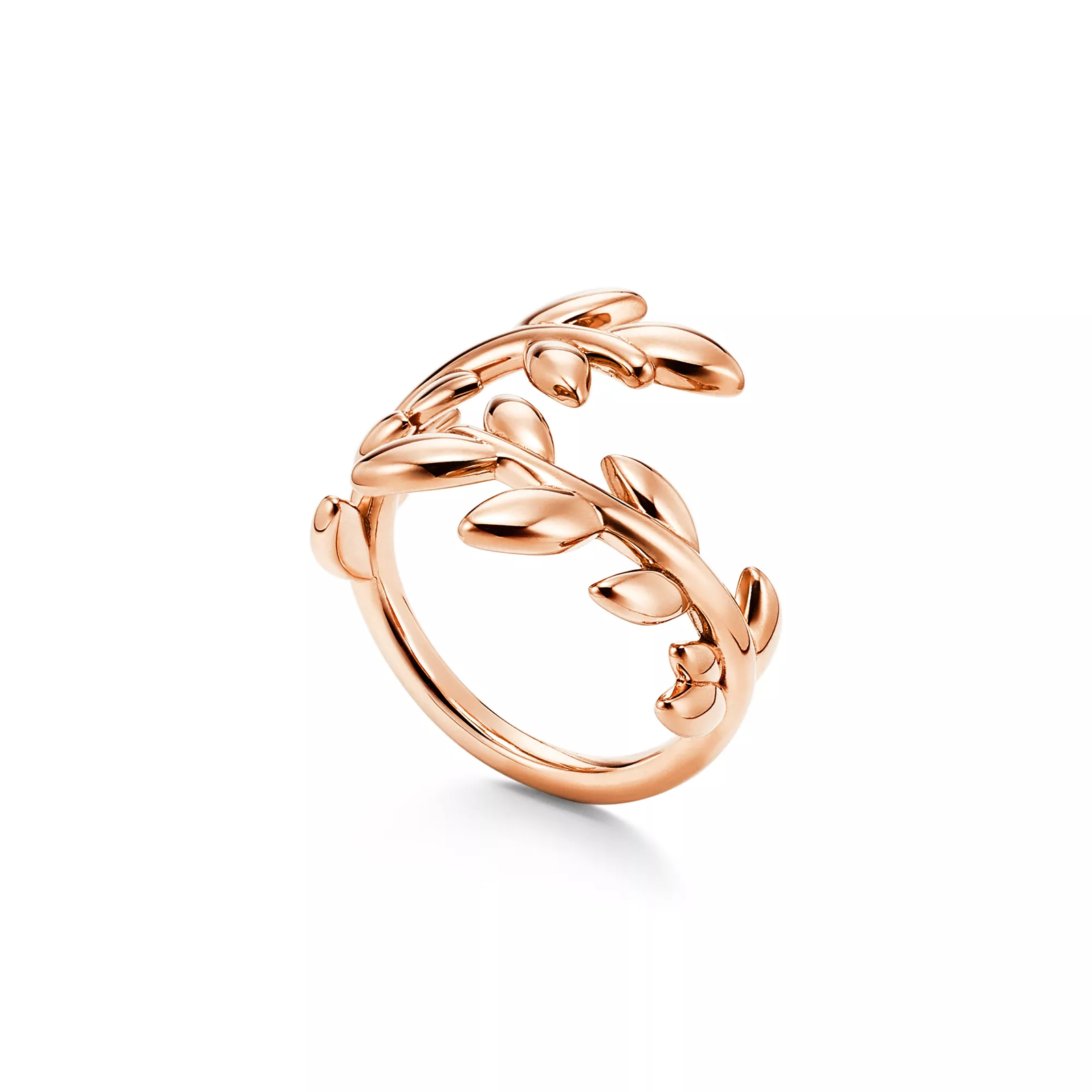 Olive Leaf Bypass Ring in Rose Gold