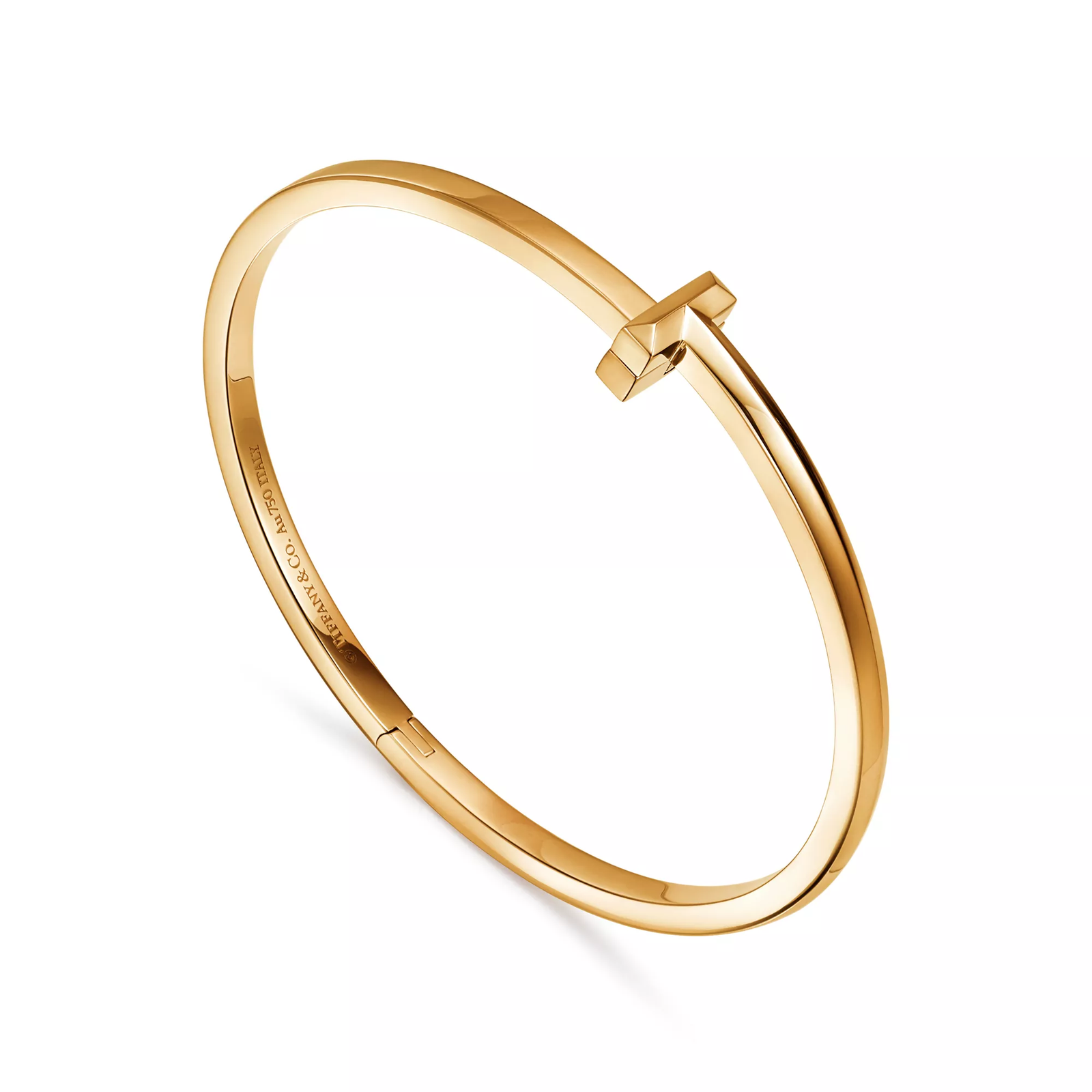 T1 Narrow Hinged Bangle in Yellow Gold