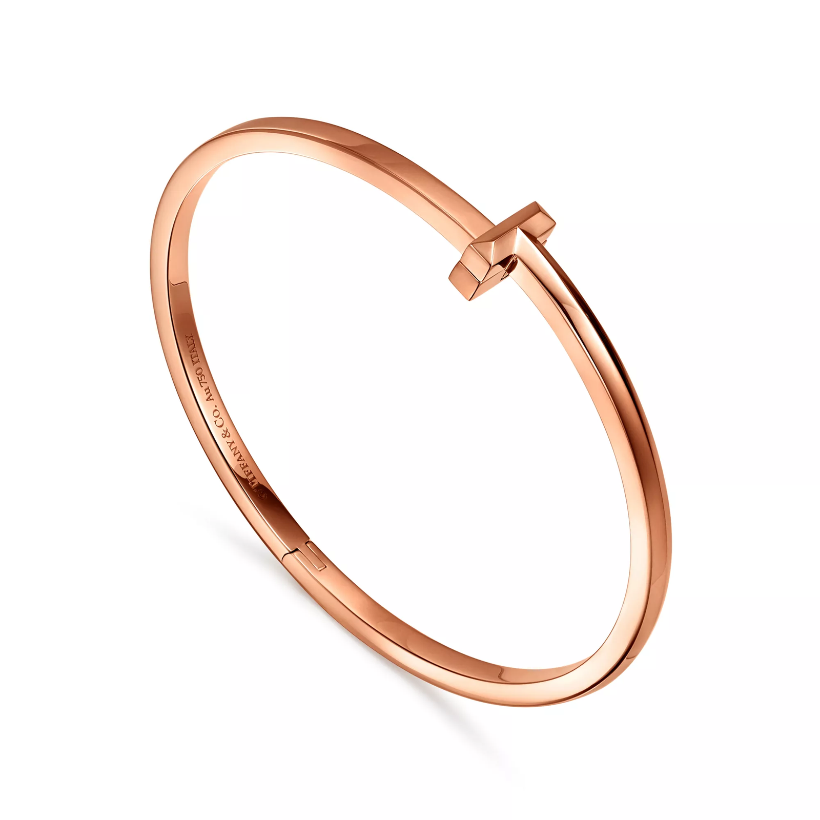 T1 Narrow Hinged Bangle in Rose Gold