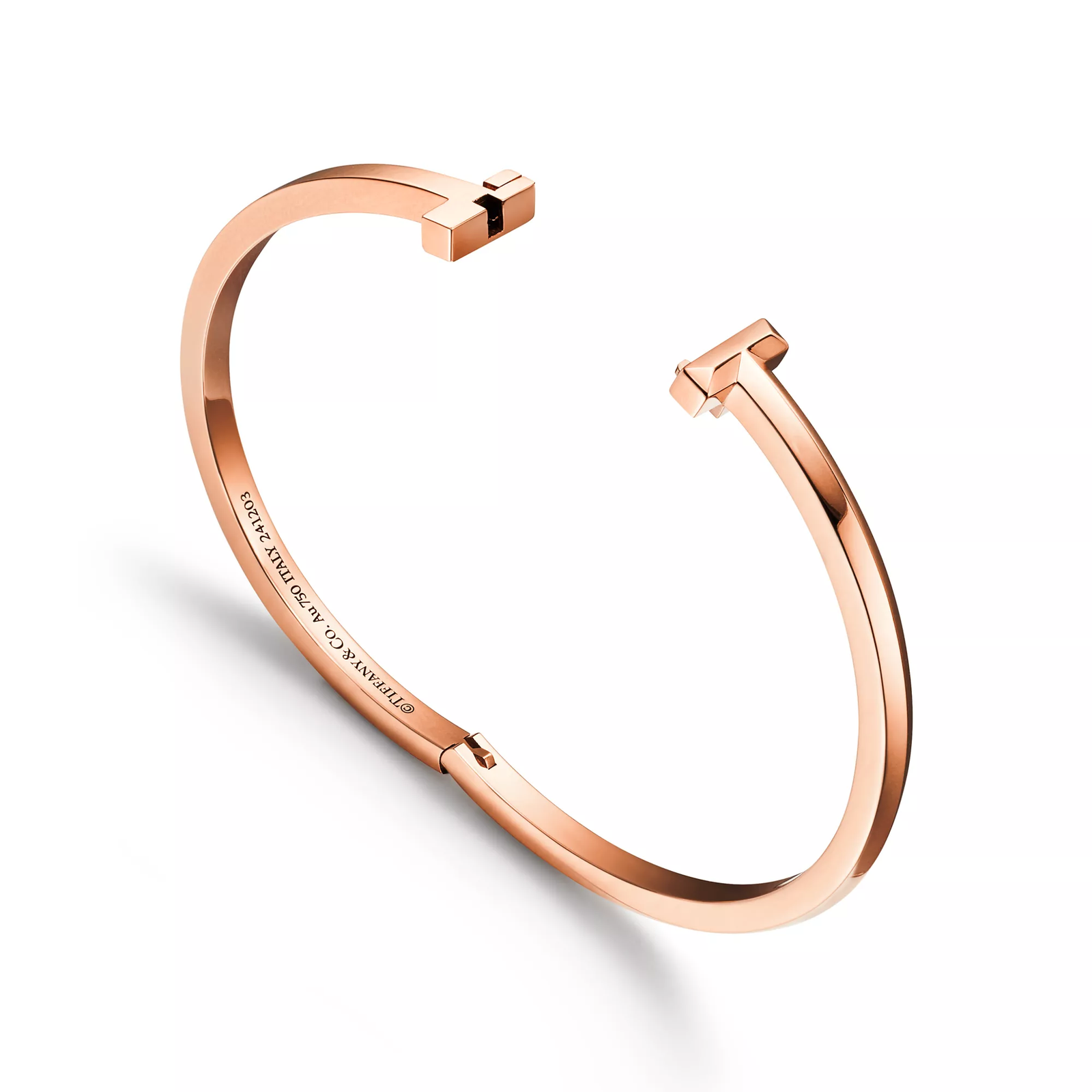 T1 Narrow Hinged Bangle in Rose Gold