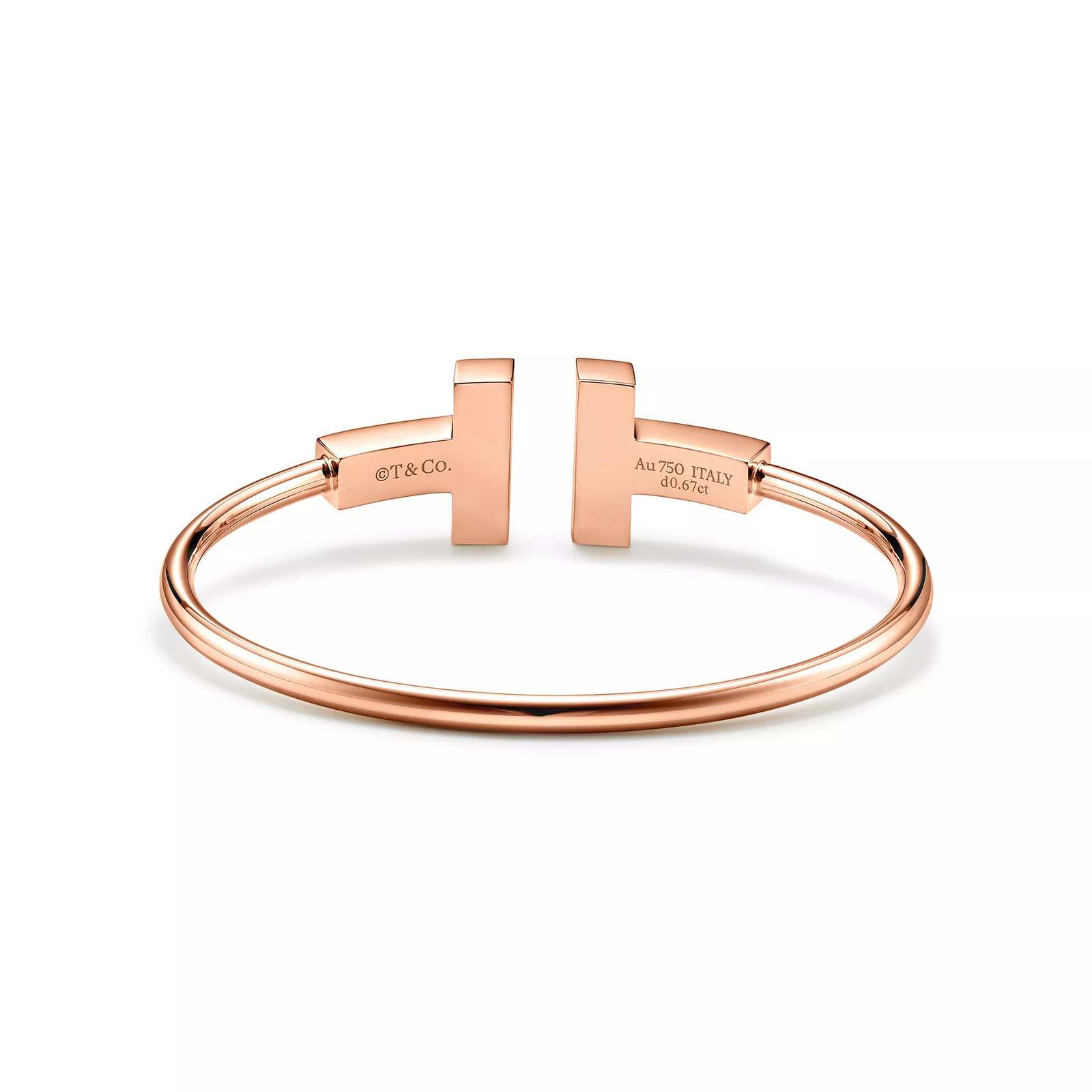 Wide Diamond Wire Bracelet in Rose Gold