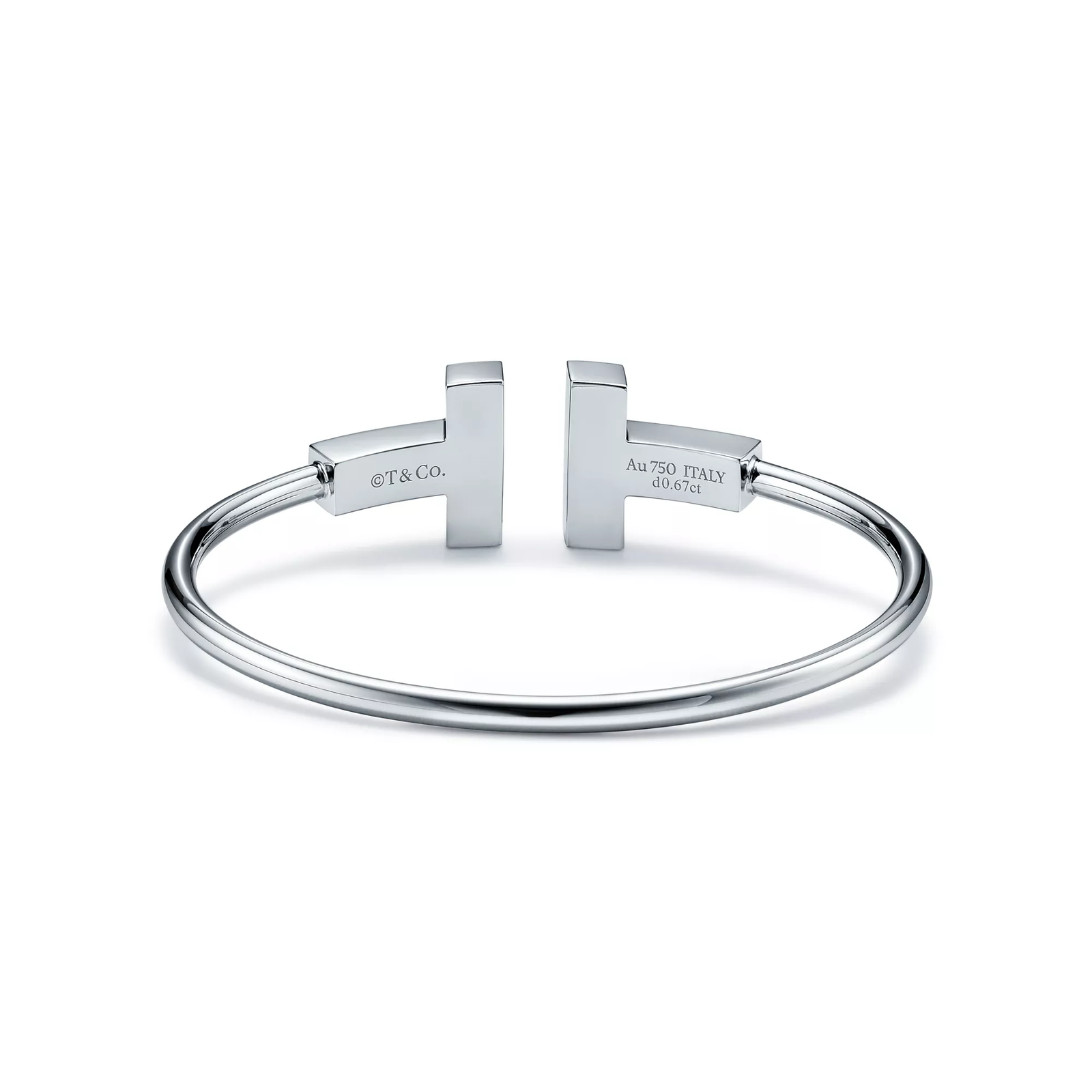 Wide Diamond Wire Bracelet in White Gold