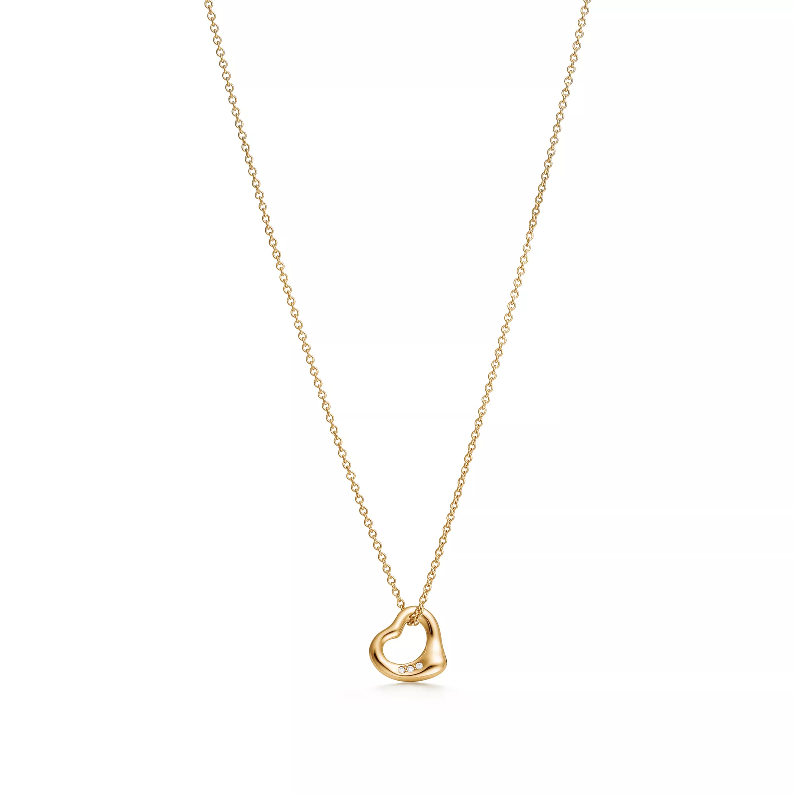 Open Heart Pendant in 18k Gold with Diamonds