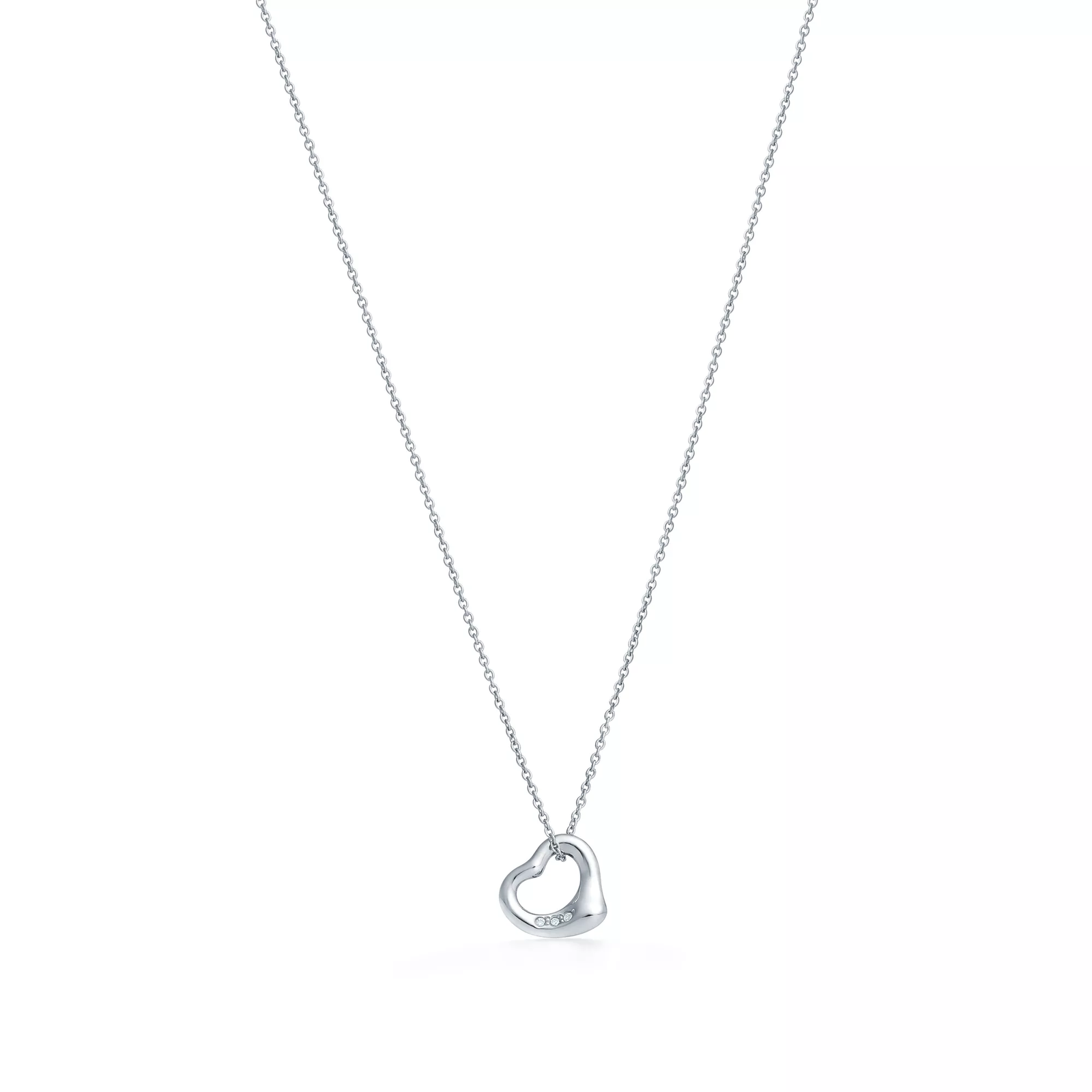 Open Heart Pendant in Platinum with Diamonds