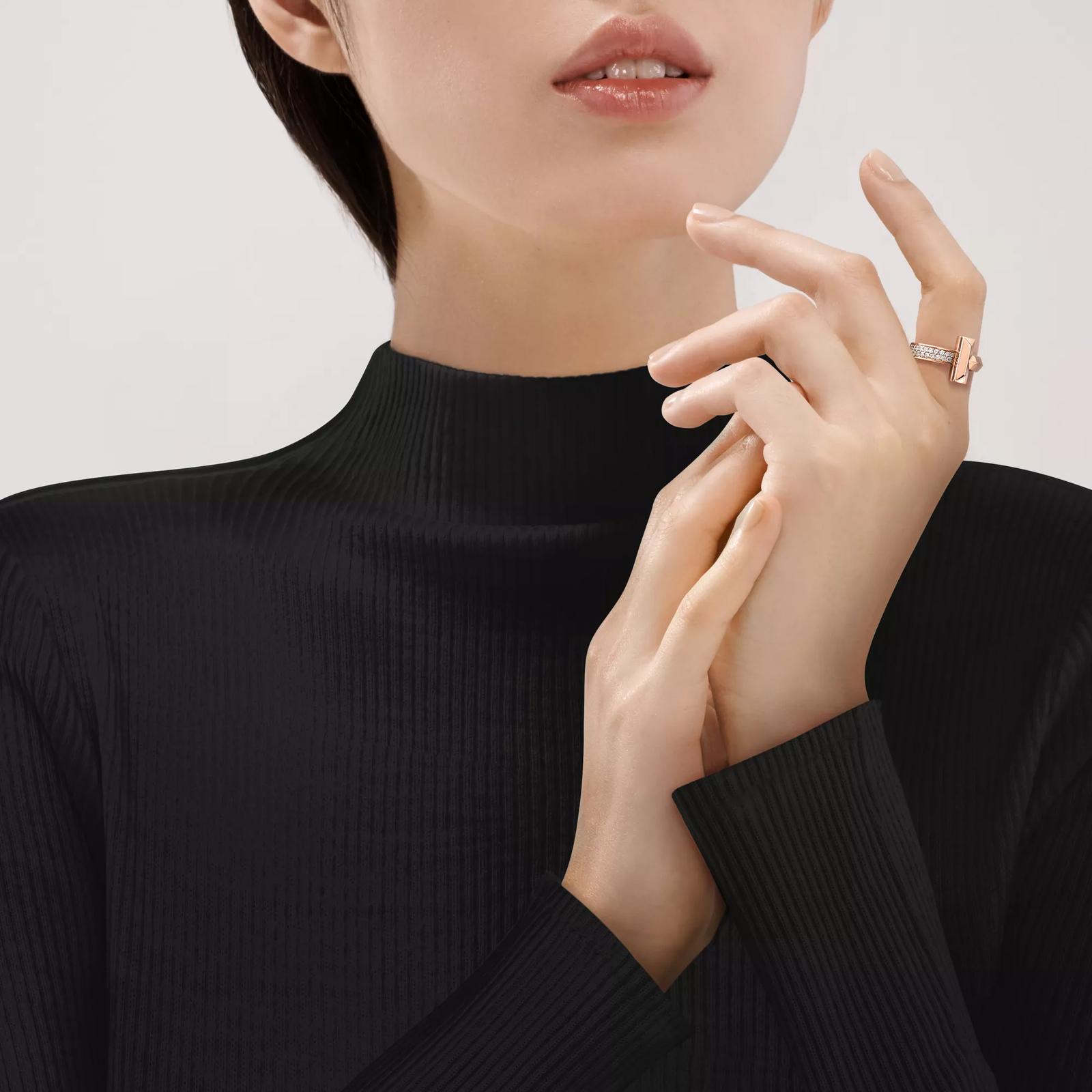 T1 Ring in Rose Gold with Diamonds