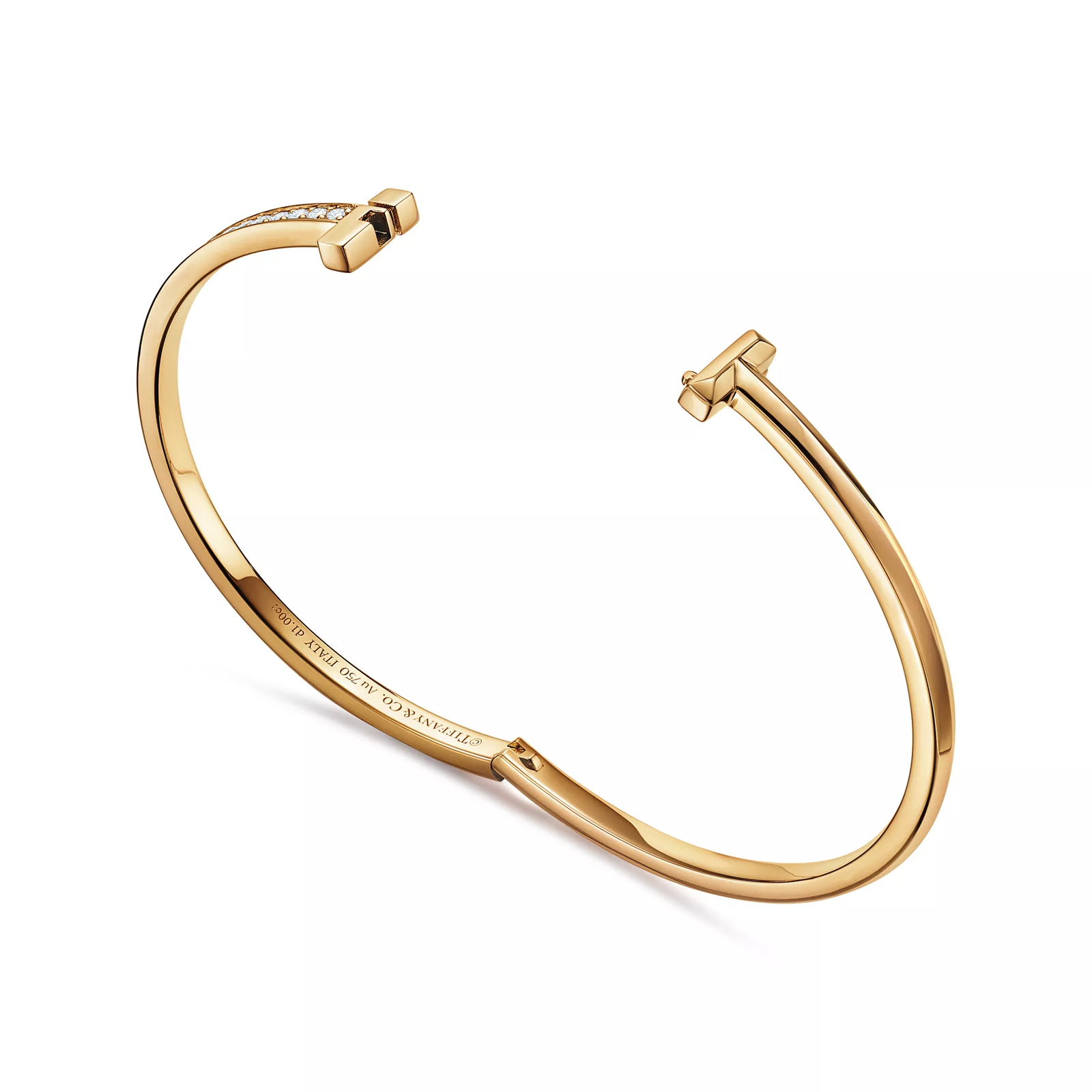 T1 Narrow Diamond Hinged Bangle in Yellow Gold