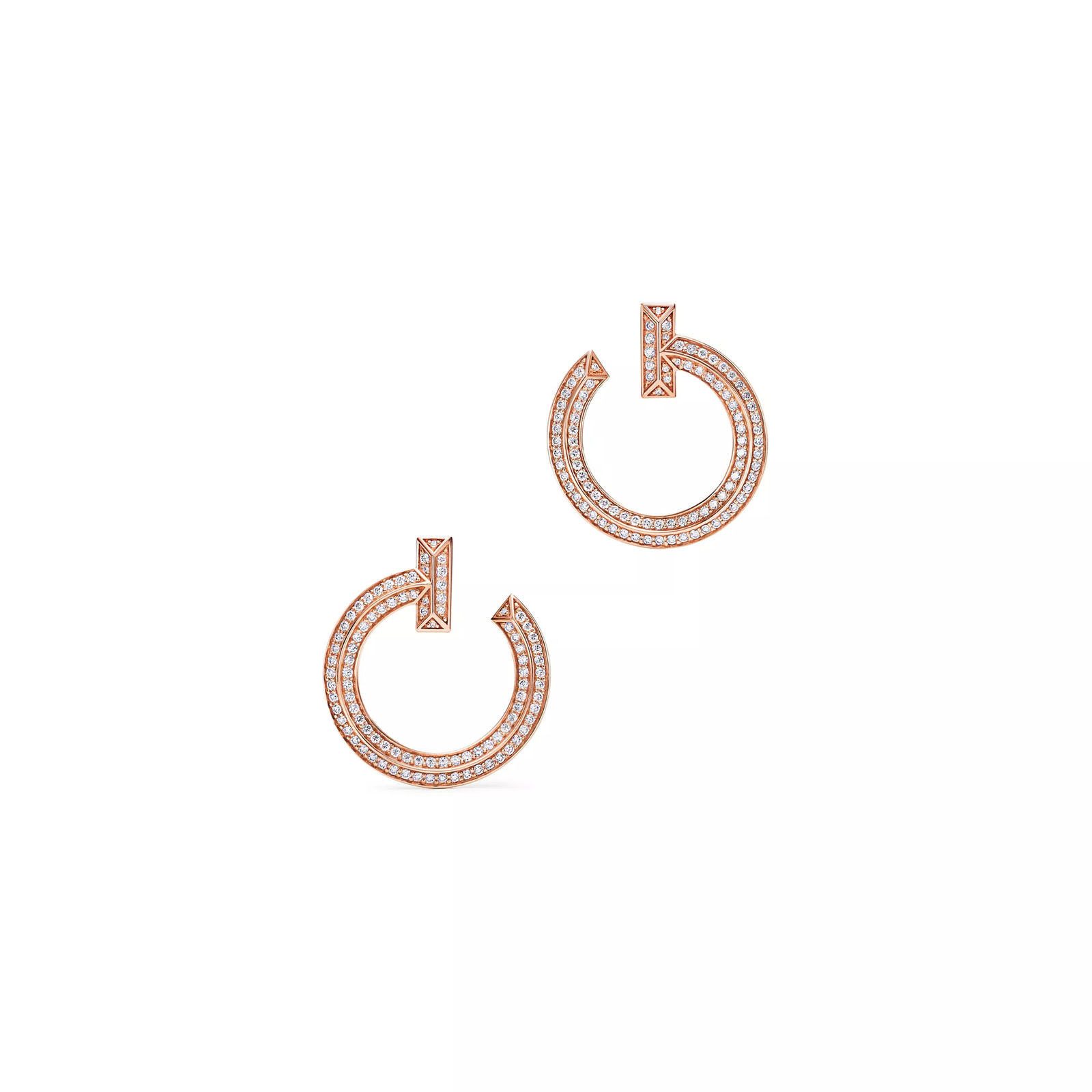 T1 Open Hoop Earrings in Rose Gold with Diamonds