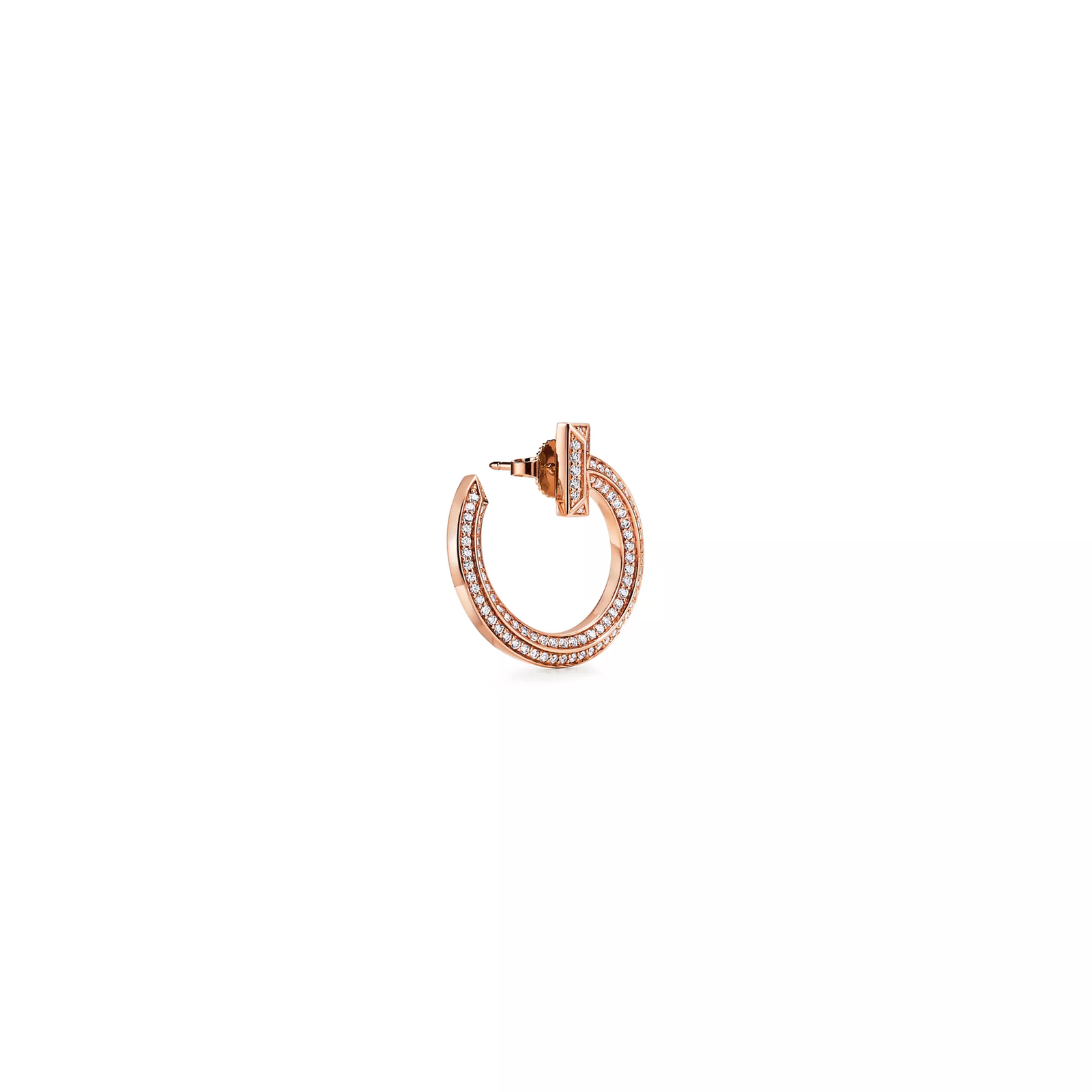 T1 Open Hoop Earrings in Rose Gold with Diamonds