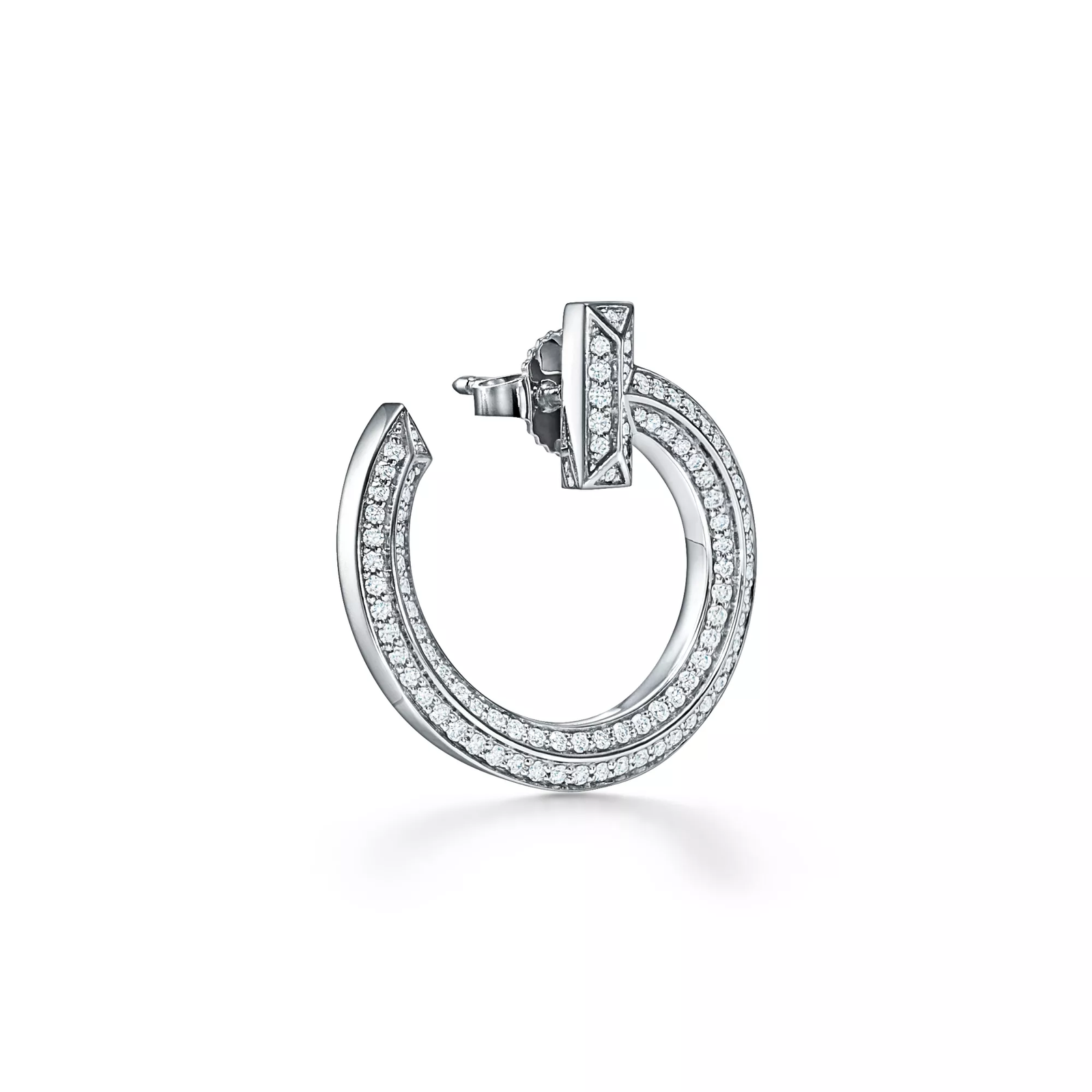 T1 Open Hoop Earrings in White Gold with Diamonds