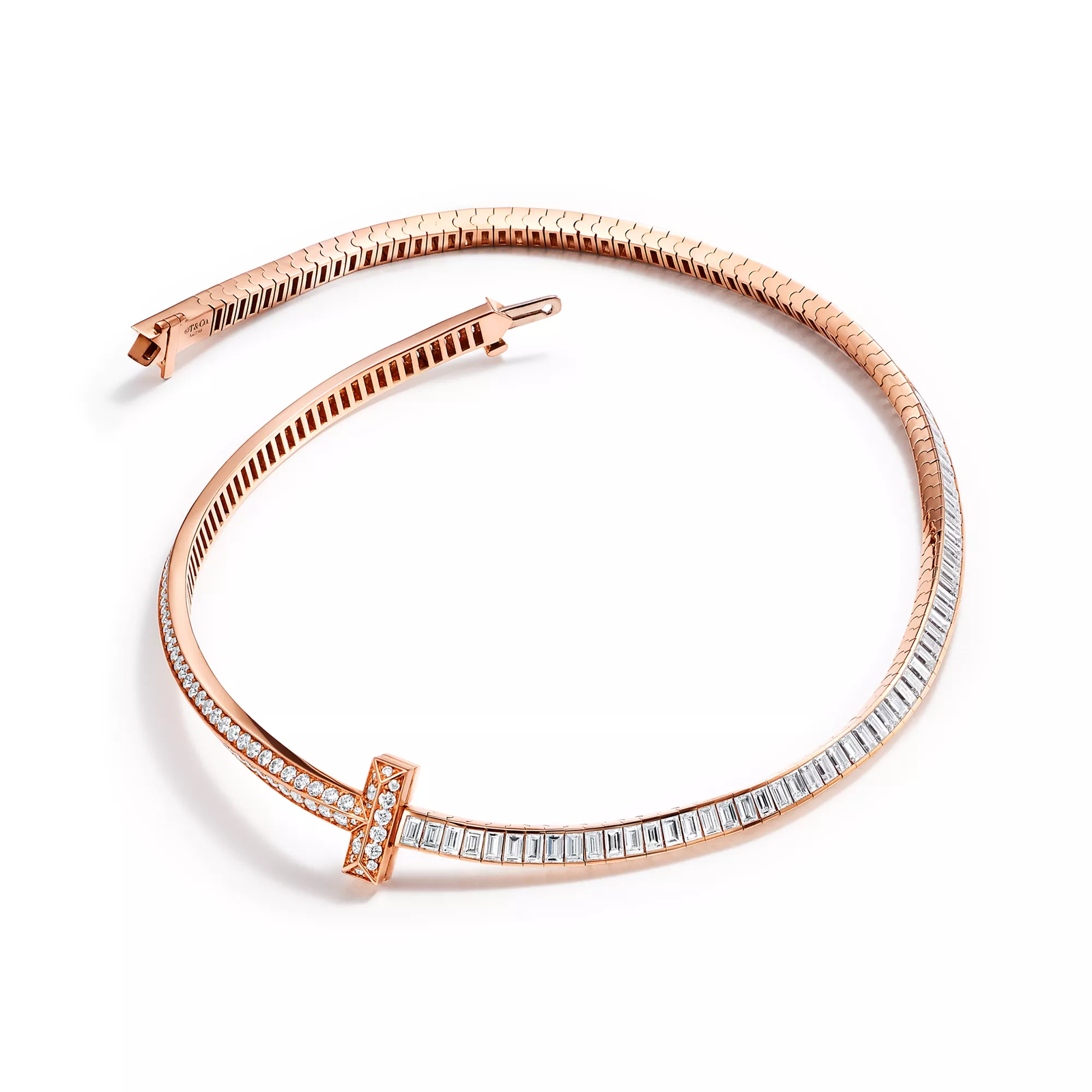 T1 Necklace in Rose Gold with Diamonds