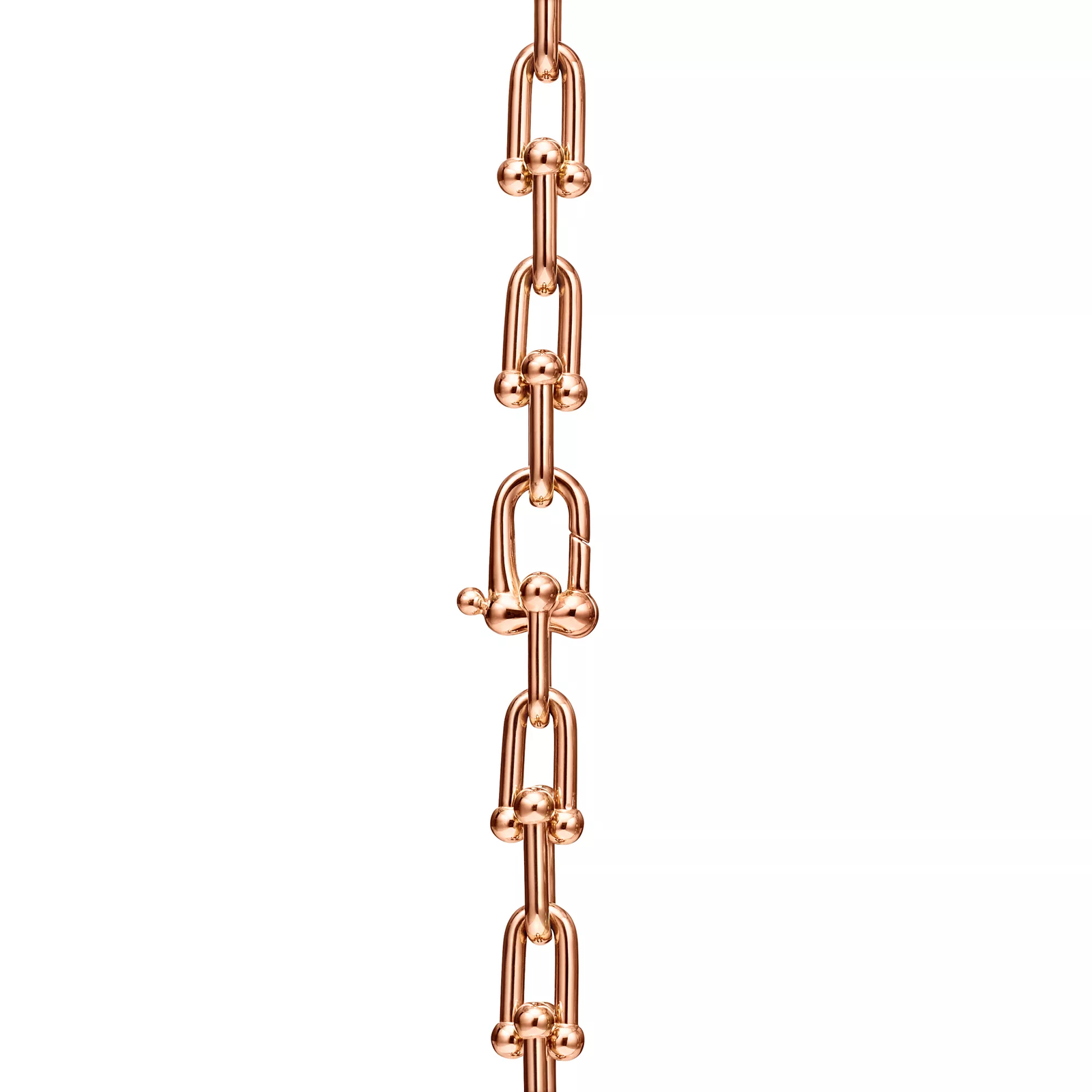 Graduated Link Necklace in 18k Rose Gold with Pave Diamonds