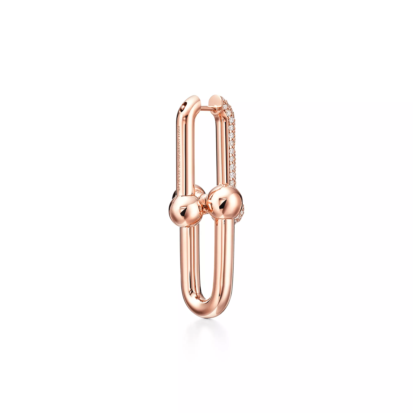 Large Link Earrings in Rose Gold with Pave Diamonds