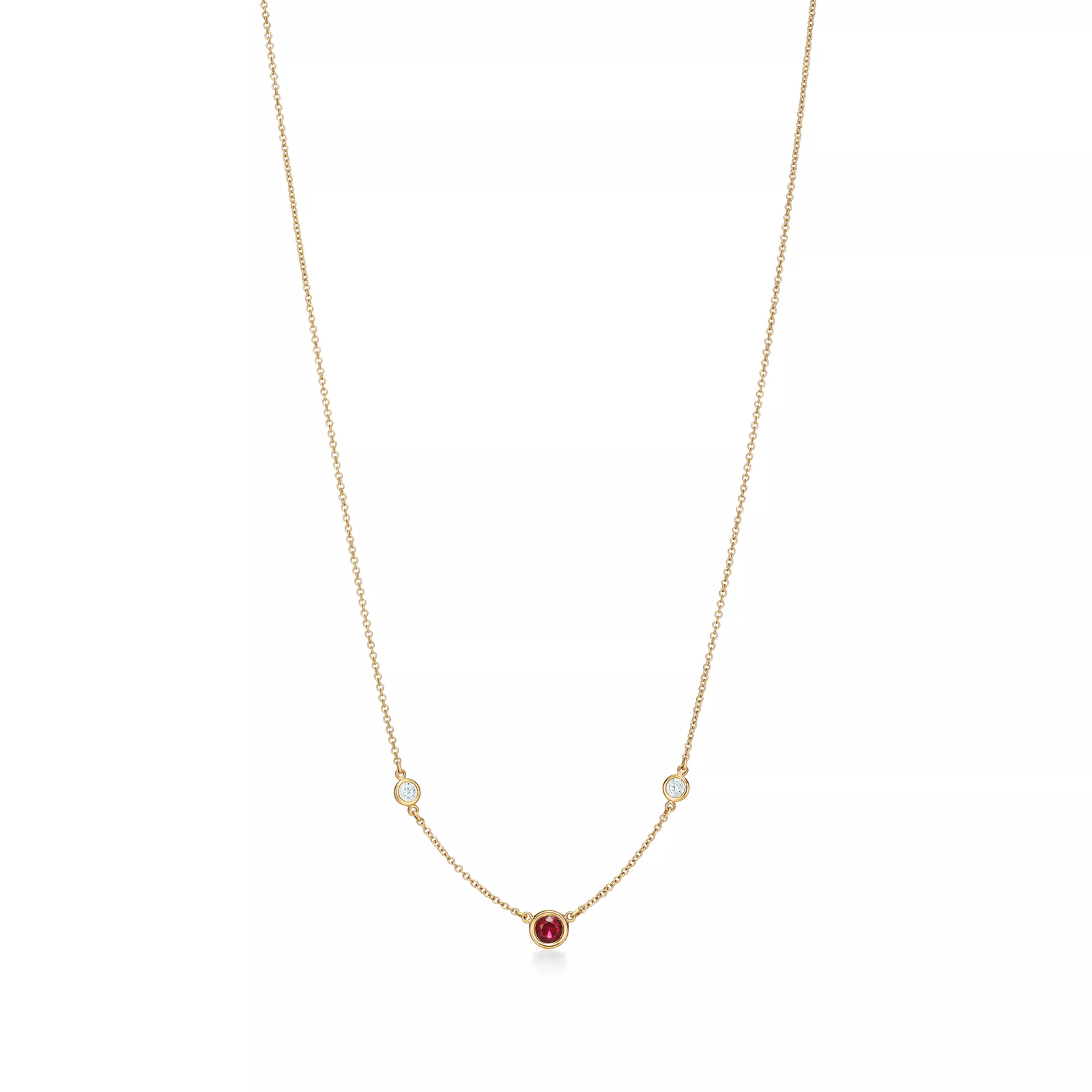 Color by the Yard Necklace in Gold with a Ruby and Diamonds