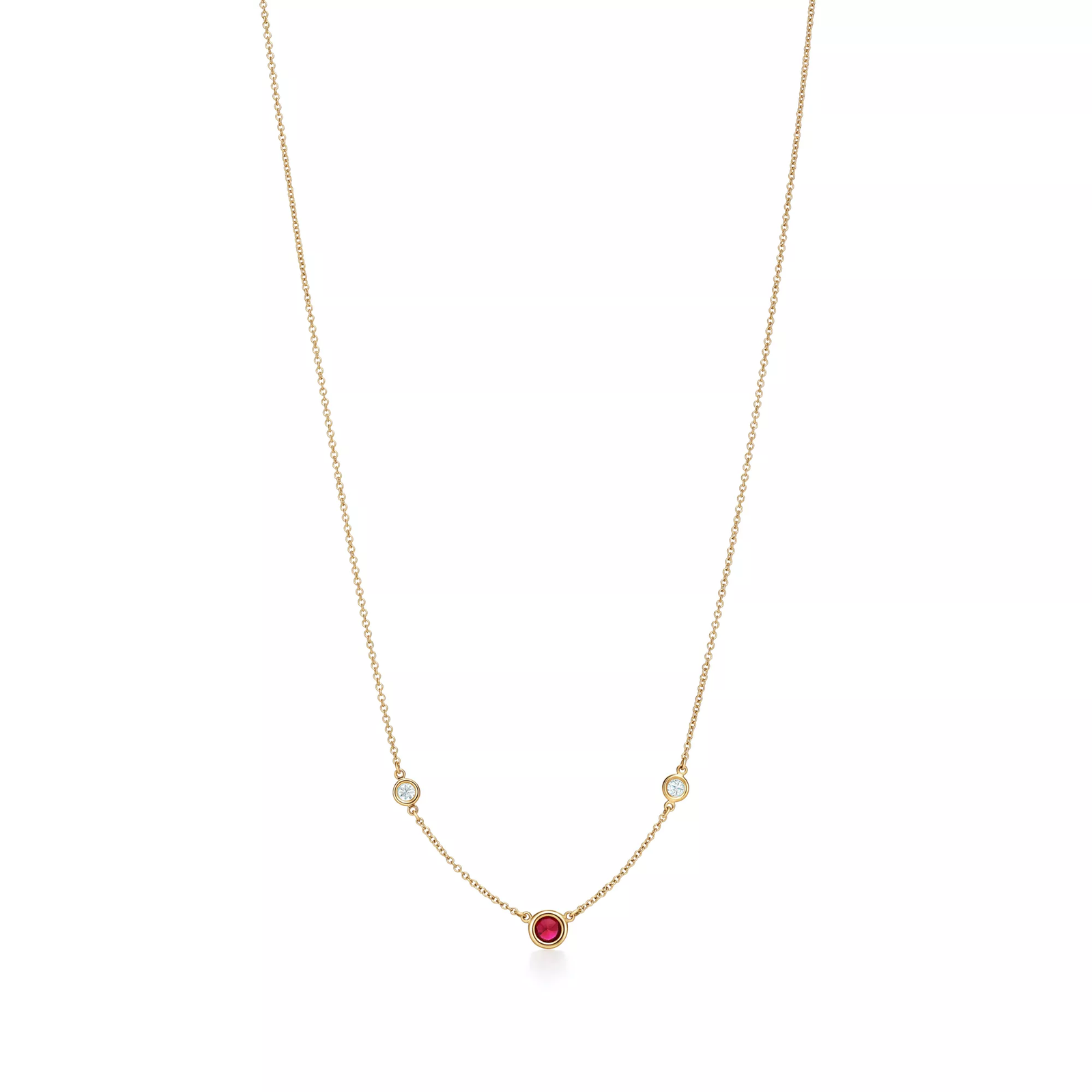 Color by the Yard Necklace in Gold with a Ruby and Diamonds