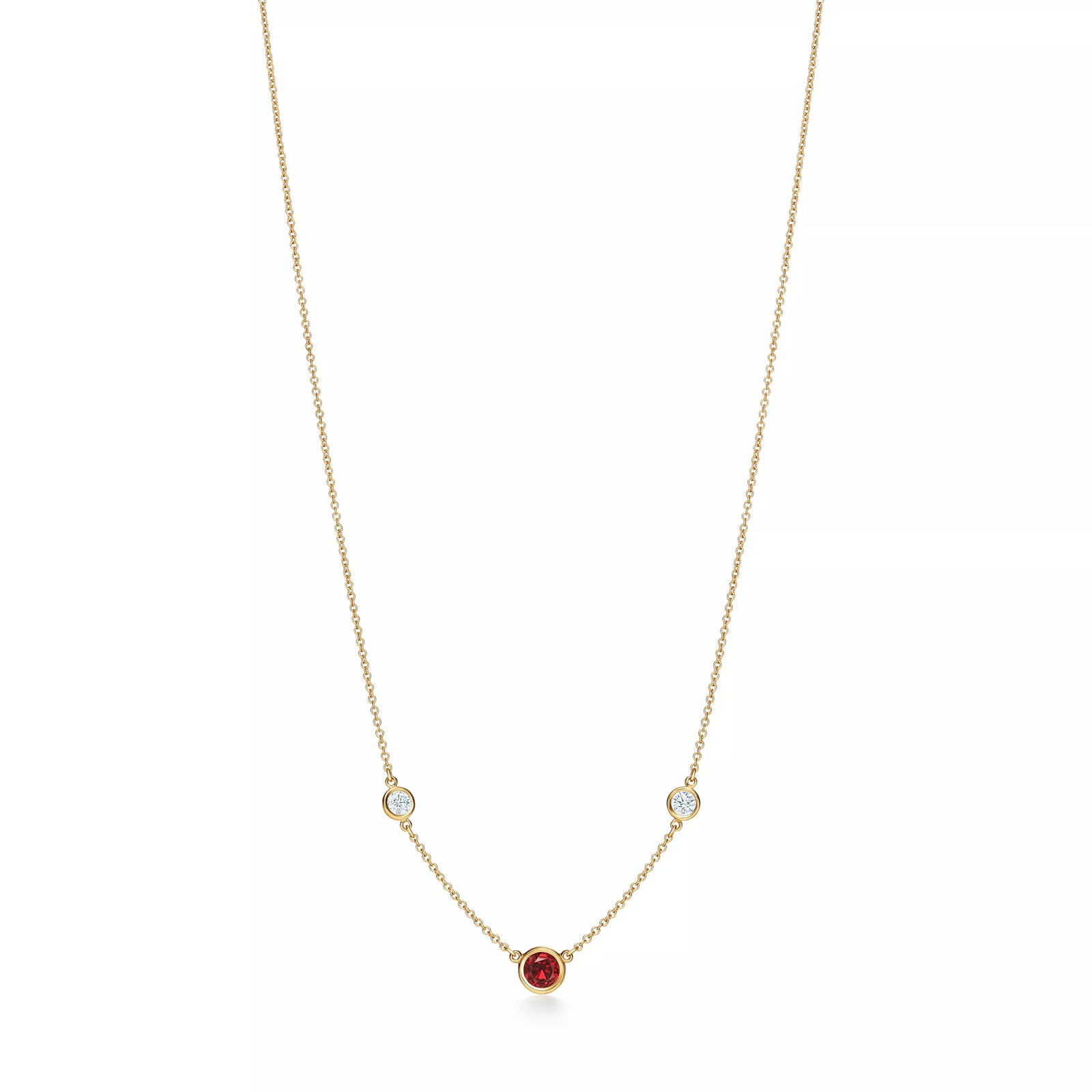 Color by the Yard Necklace in Gold with a Ruby and Diamonds