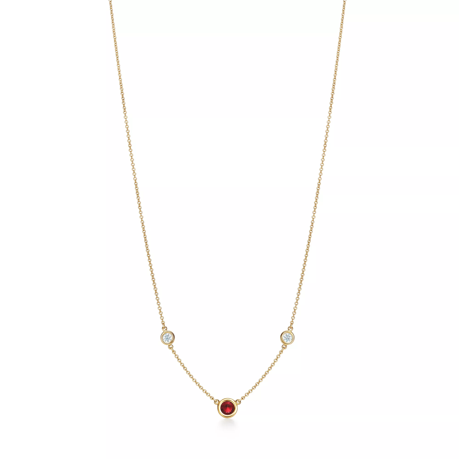 Color by the Yard Necklace in Gold with a Ruby and Diamonds