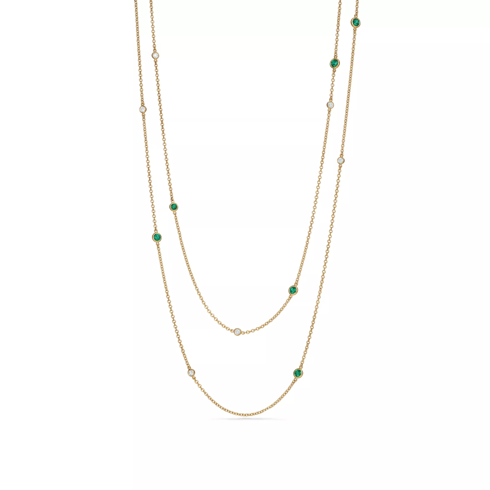 Color by the Yard Sprinkle Necklace in Gold with Emeralds and Diamonds