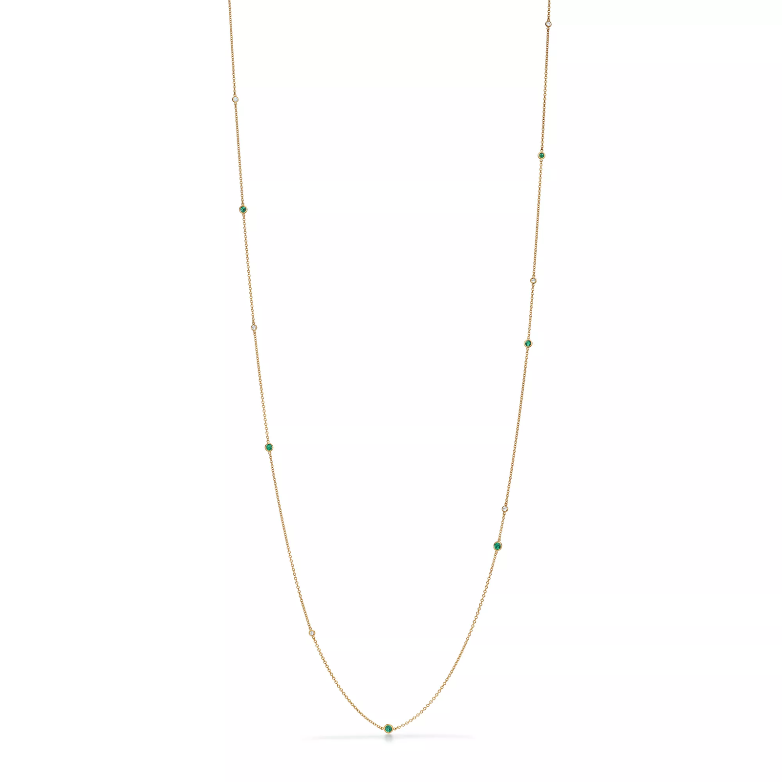 Color by the Yard Sprinkle Necklace in Gold with Emeralds and Diamonds