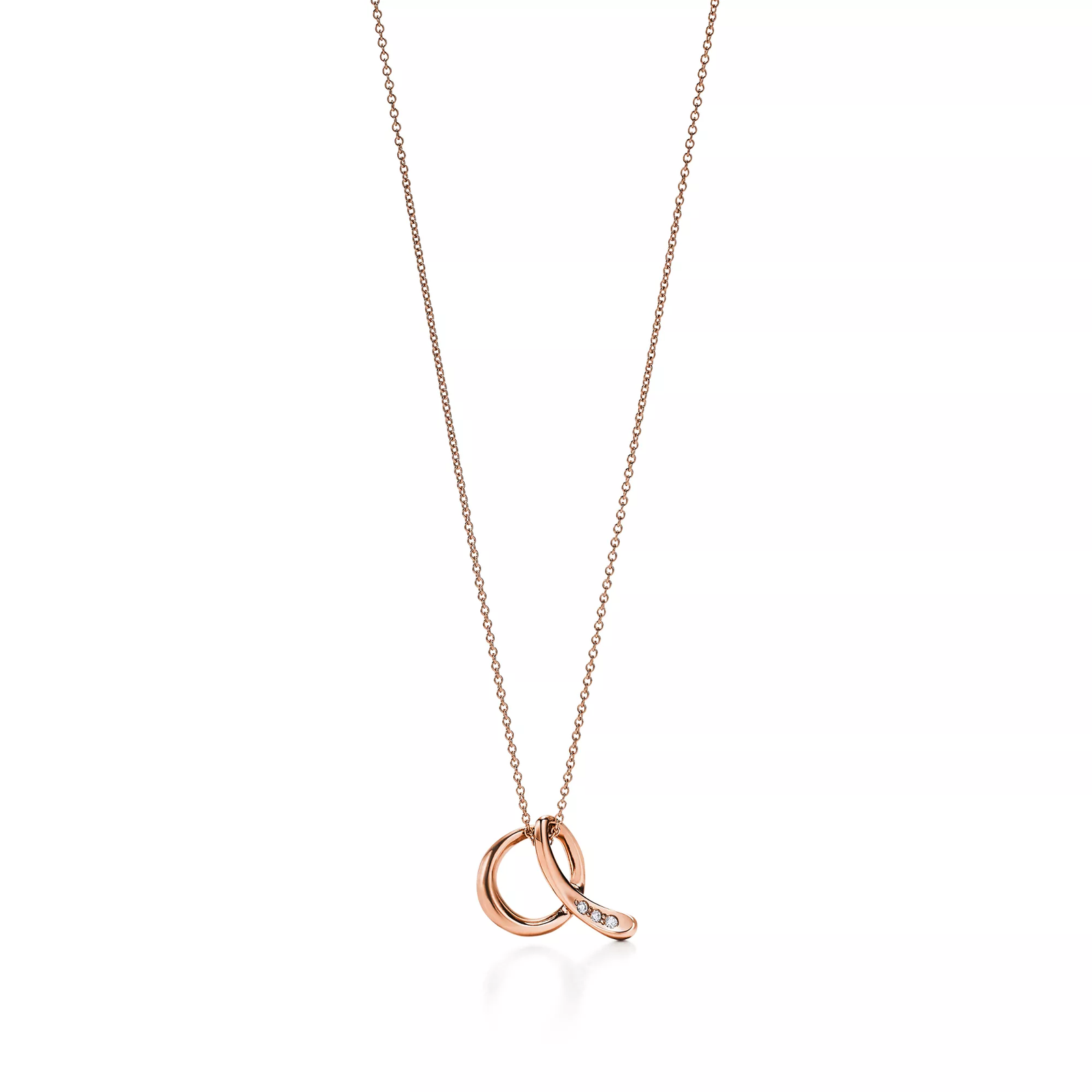 Small Alphabet Pendant in Rose Gold with Diamonds