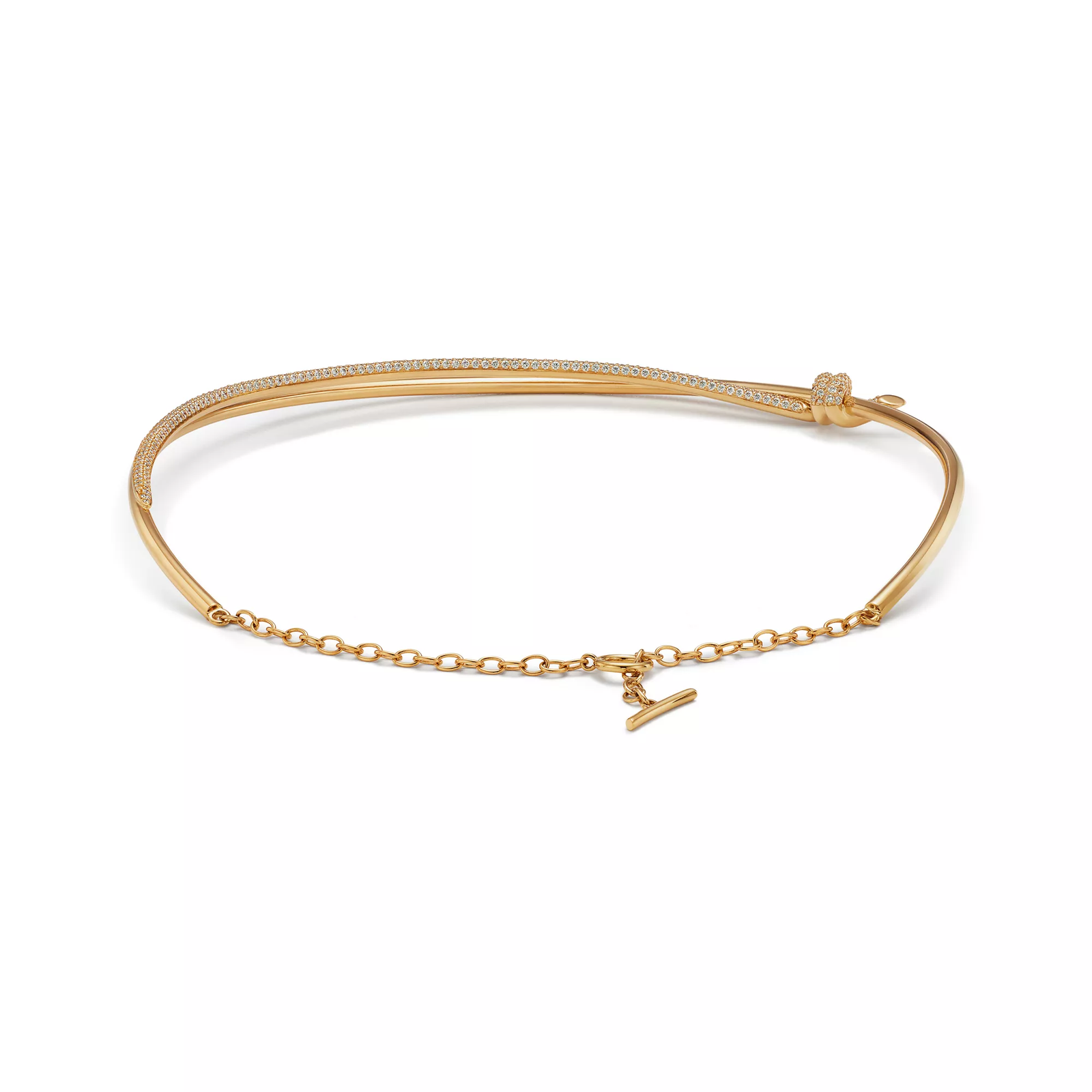 Double Row Necklace in Yellow Gold with Diamonds