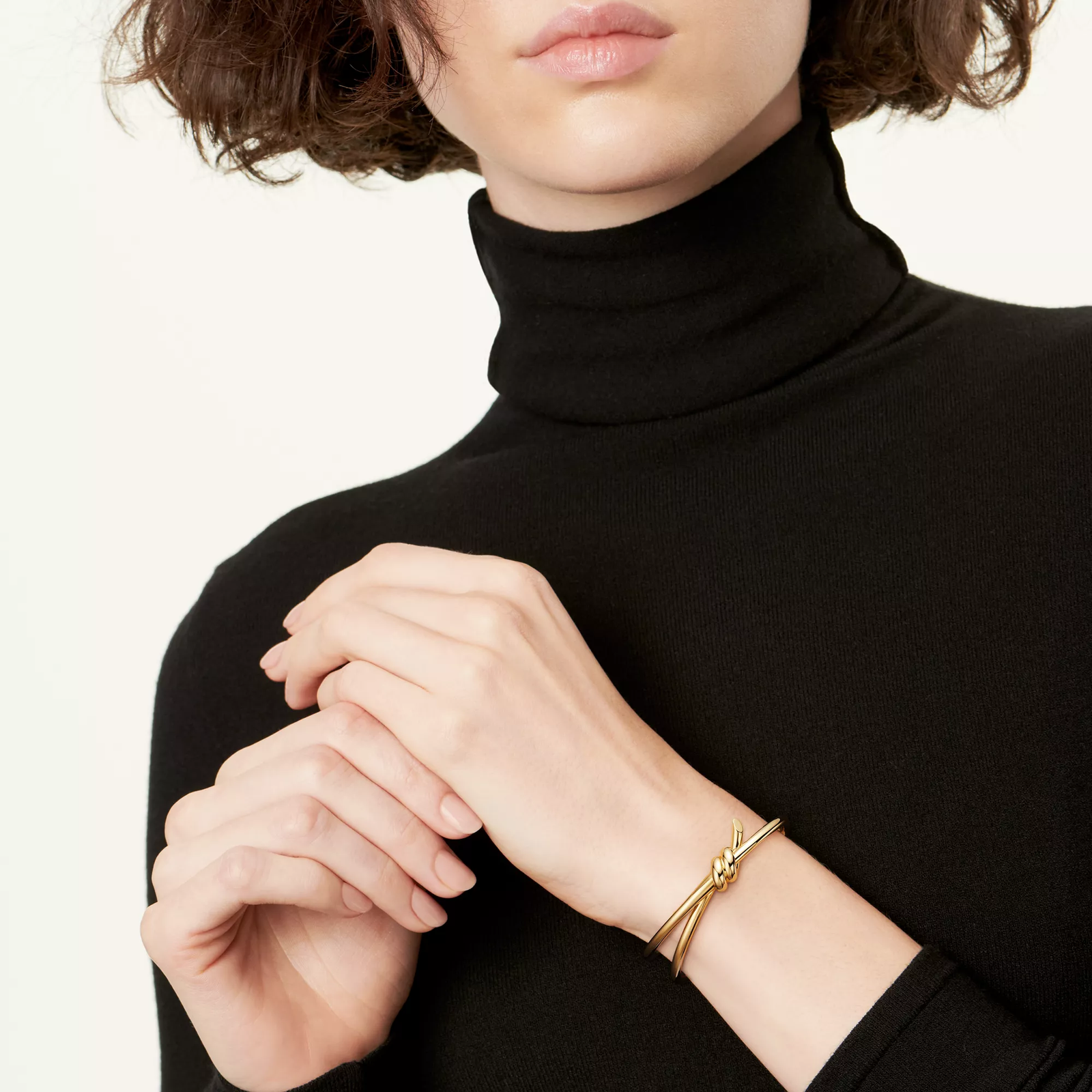 Double Row Hinged Bangle in Yellow Gold