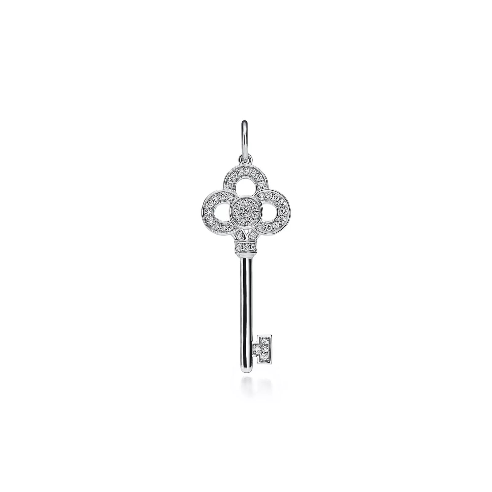 Mini Crown Key Pendant in 18k White Gold with Diamonds