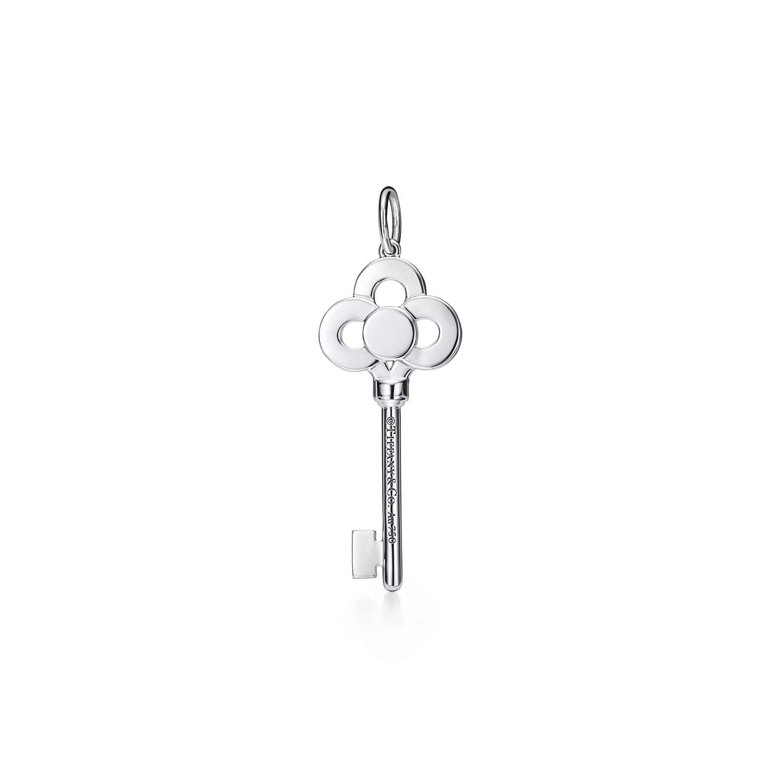 Mini Crown Key Pendant in 18k White Gold with Diamonds