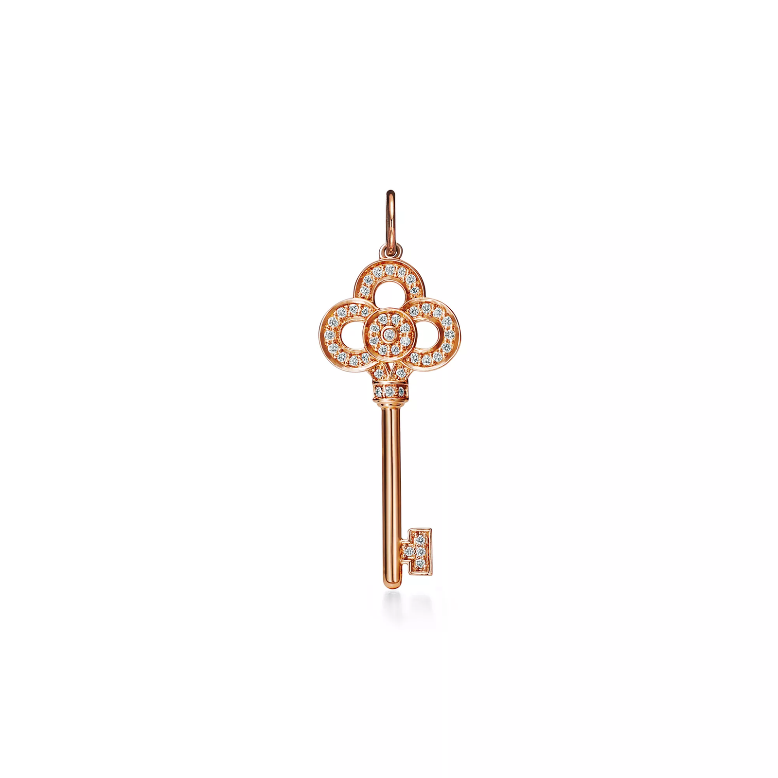 Mini Crown Key Pendant in 18k Rose Gold with Diamonds