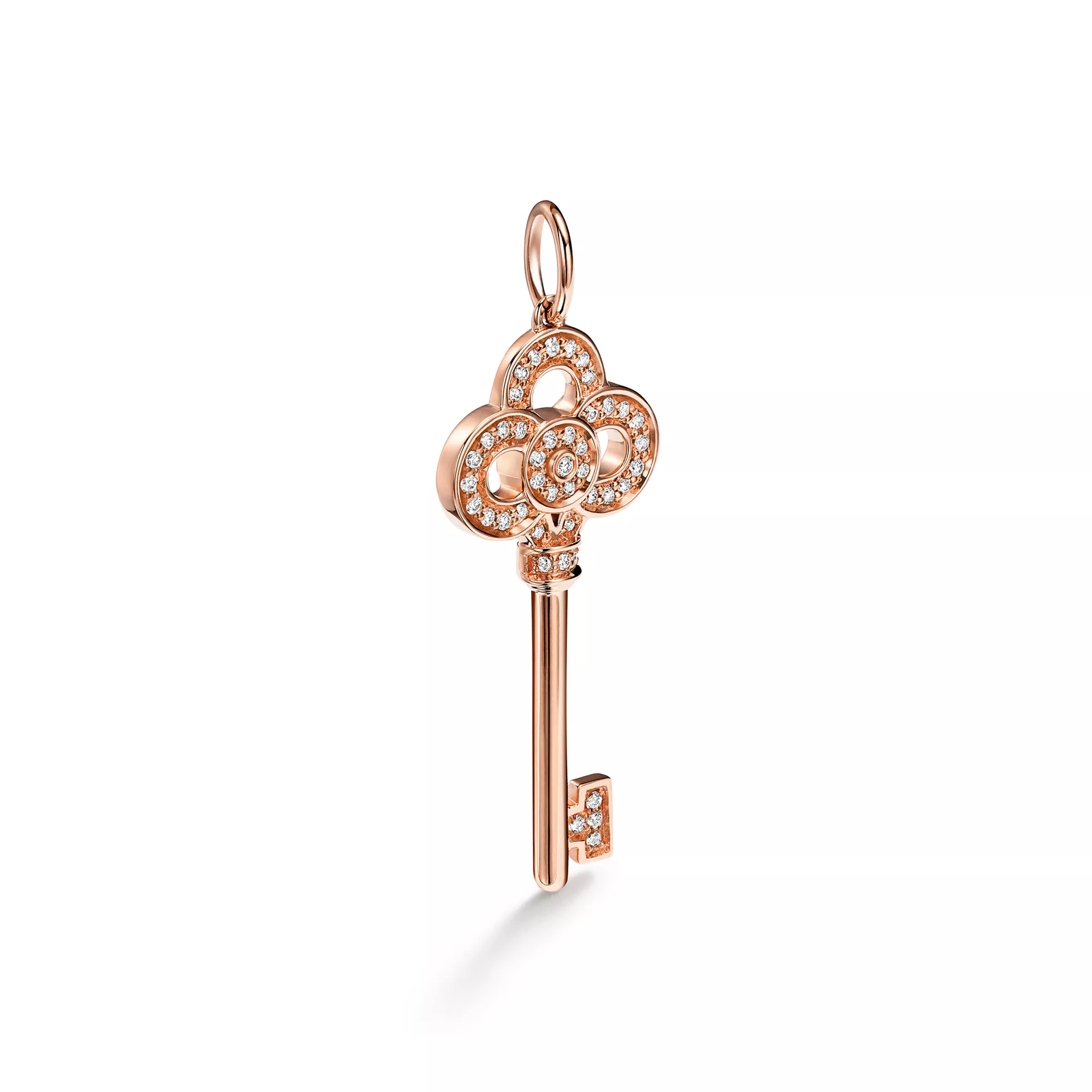Mini Crown Key Pendant in 18k Rose Gold with Diamonds