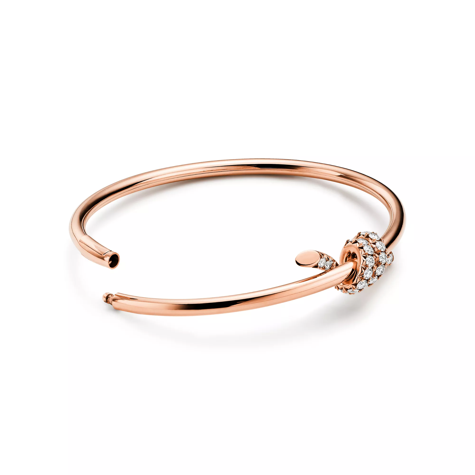 Wire Bangle in Rose Gold with Diamonds