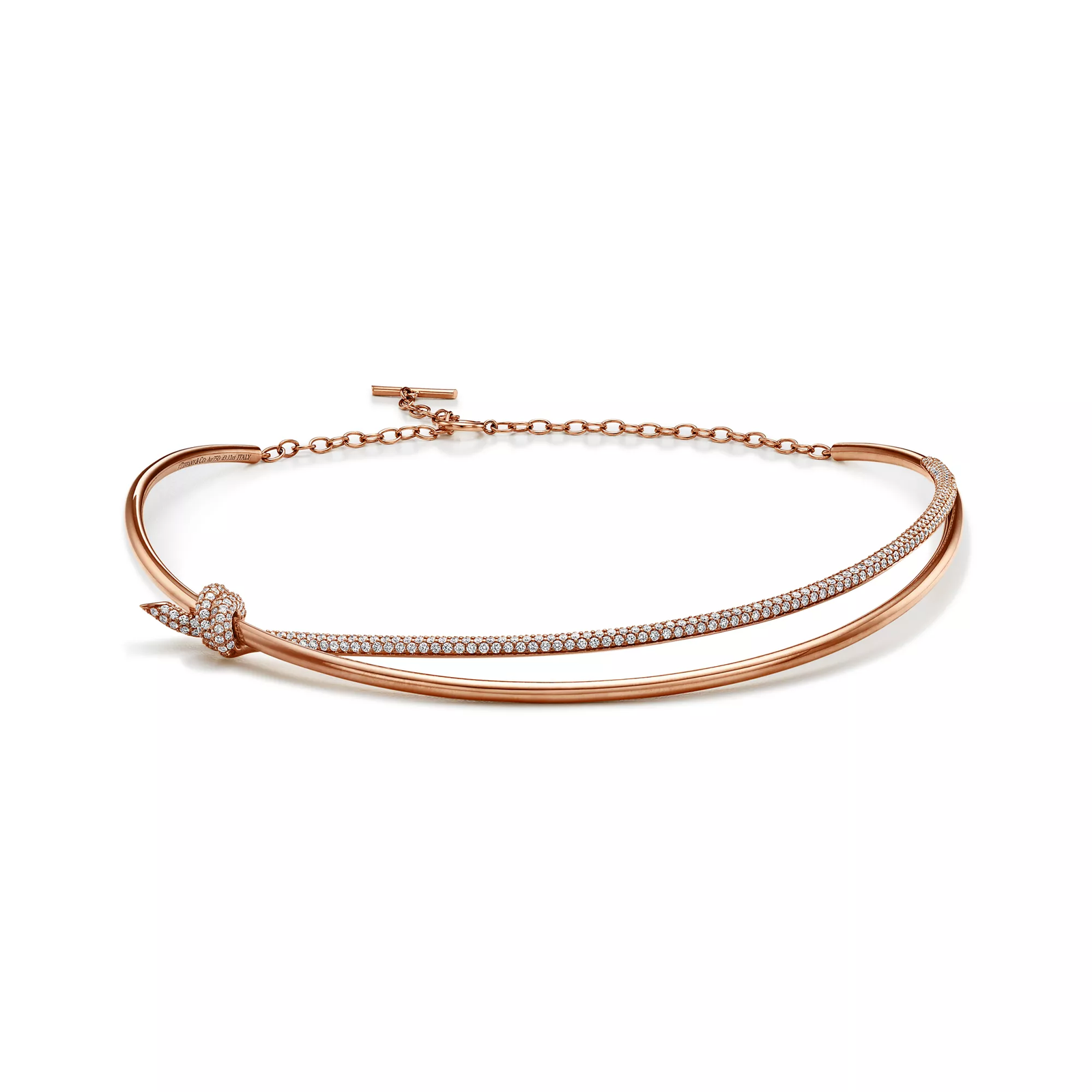 Double Row Necklace in Rose Gold with Diamonds