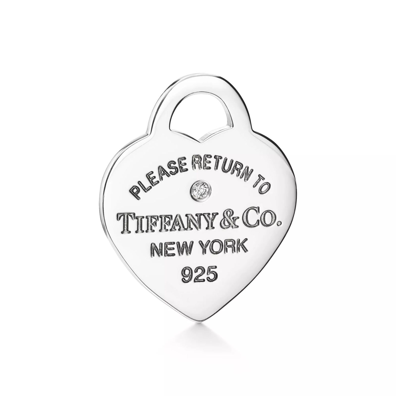 Heart Pendant in Silver, Tiffany Blue with a Diamond, Mini
