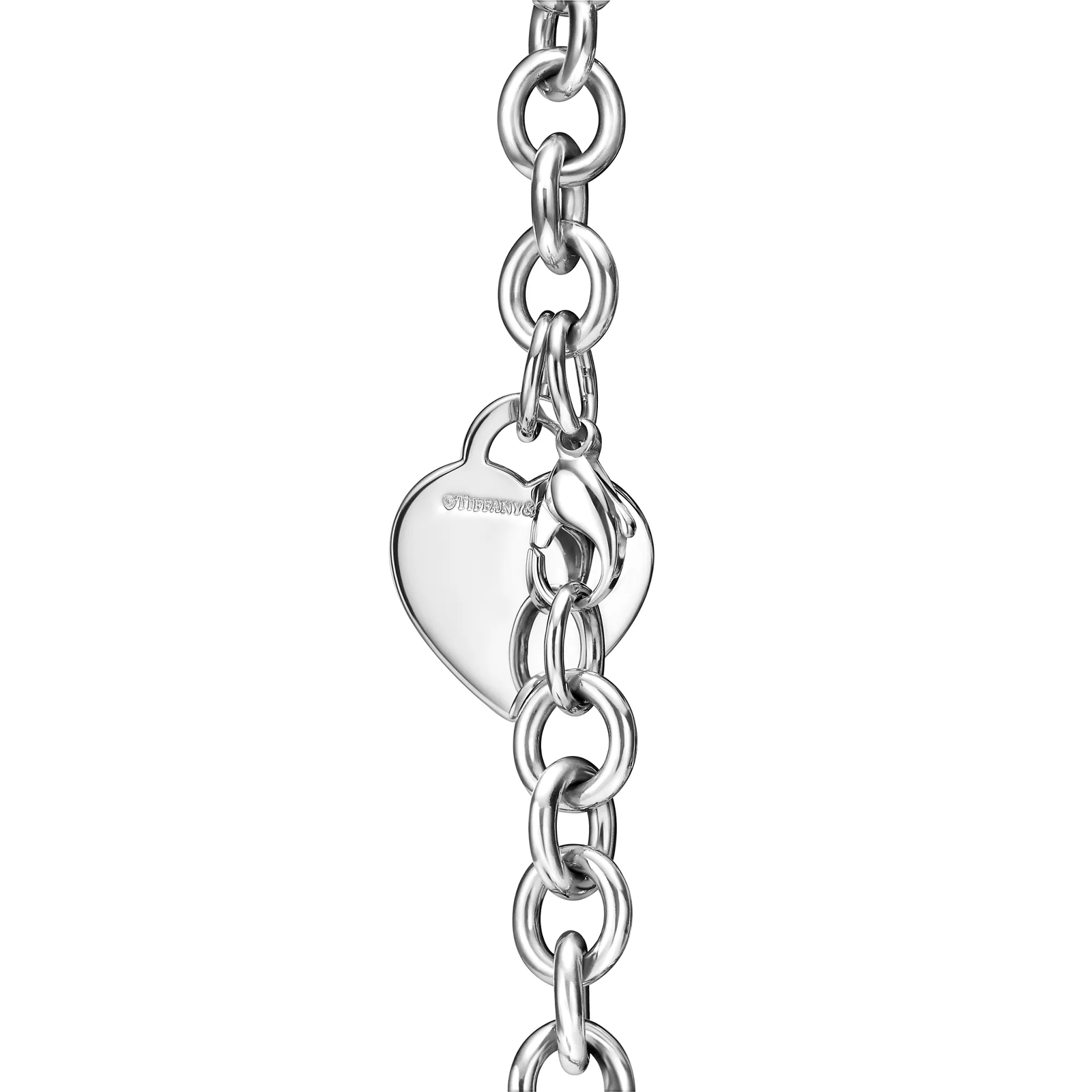 Heart Tag Bracelet in Sterling Silver with a Diamond, Medium