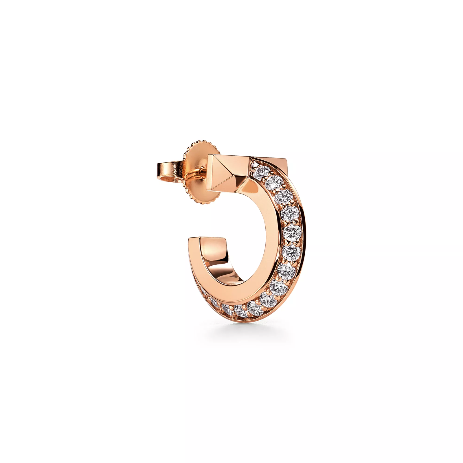 T1 Hoop Earrings in Rose Gold with Diamonds