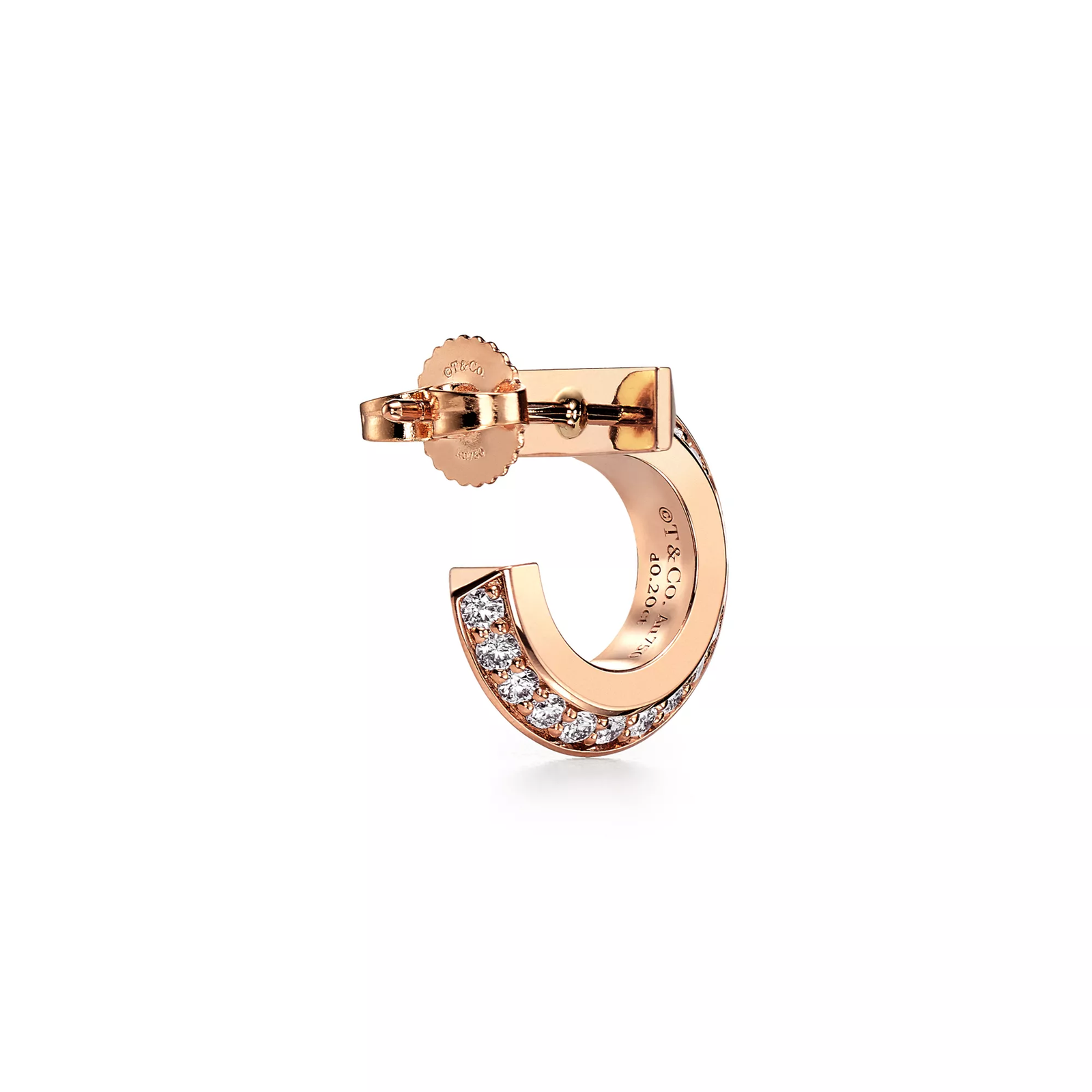 T1 Hoop Earrings in Rose Gold with Diamonds
