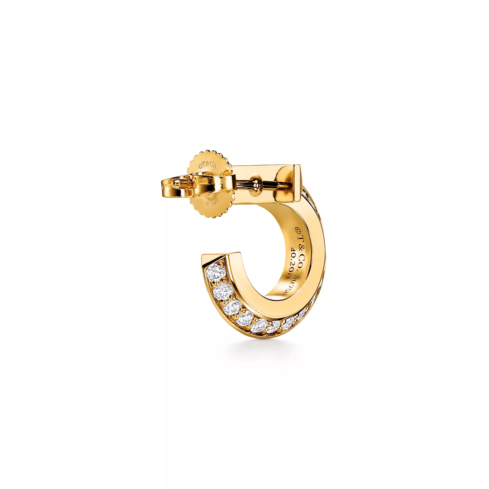 T1 Hoop Earrings in Yellow Gold with Diamonds