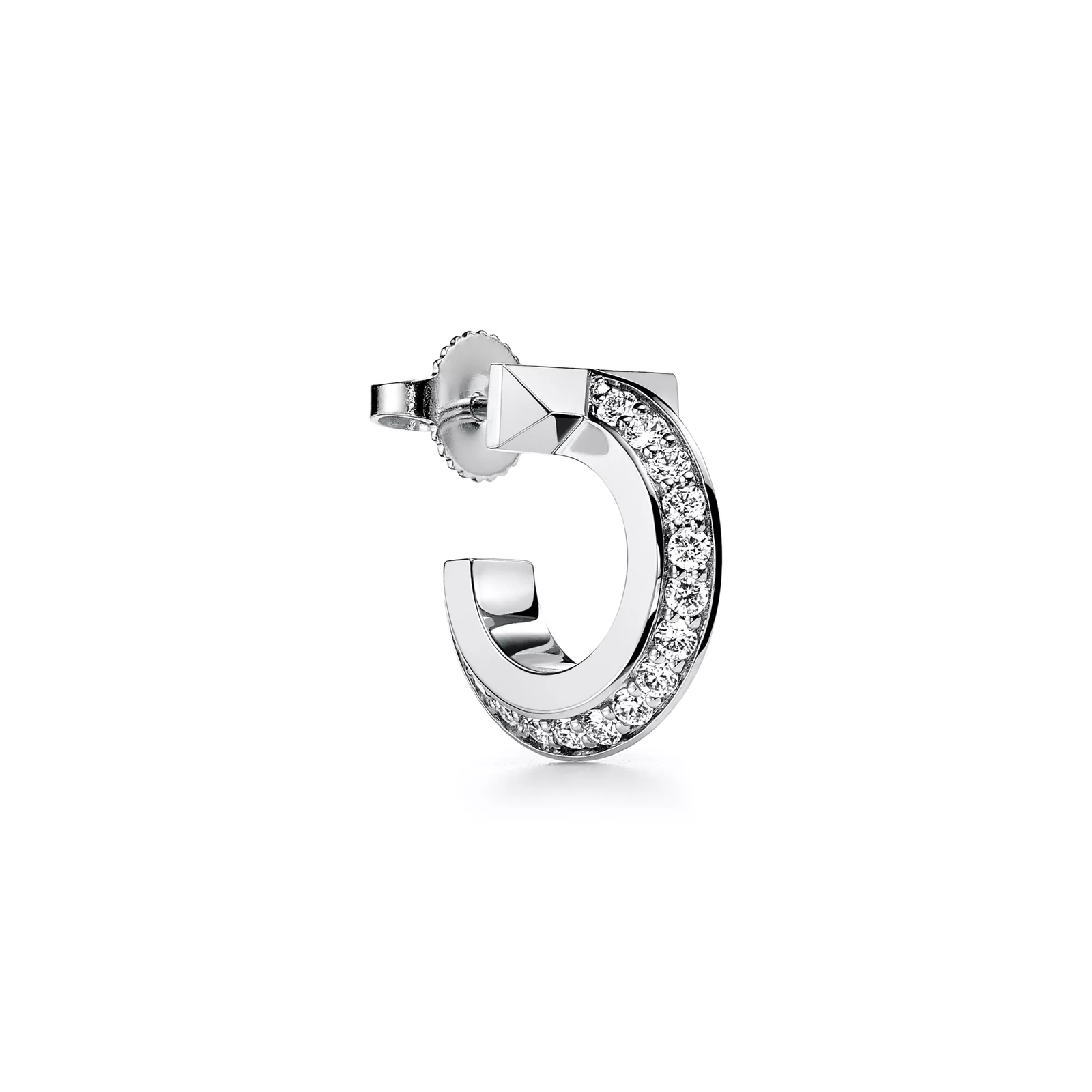 T1 Hoop Earrings in White Gold with Diamonds