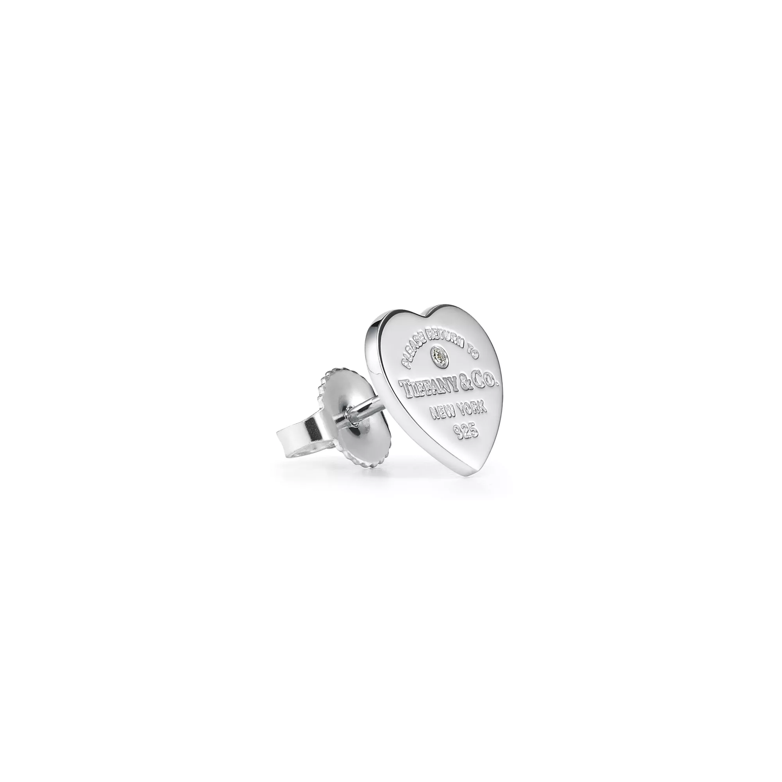 Earrings in Silver with Tiffany Blue and a Diamond, Mini