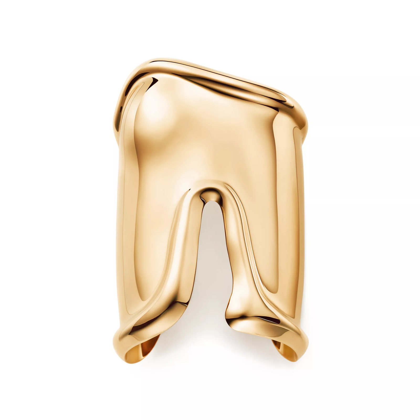 Large Bone Cuff in Yellow Gold, 95 mm Wide