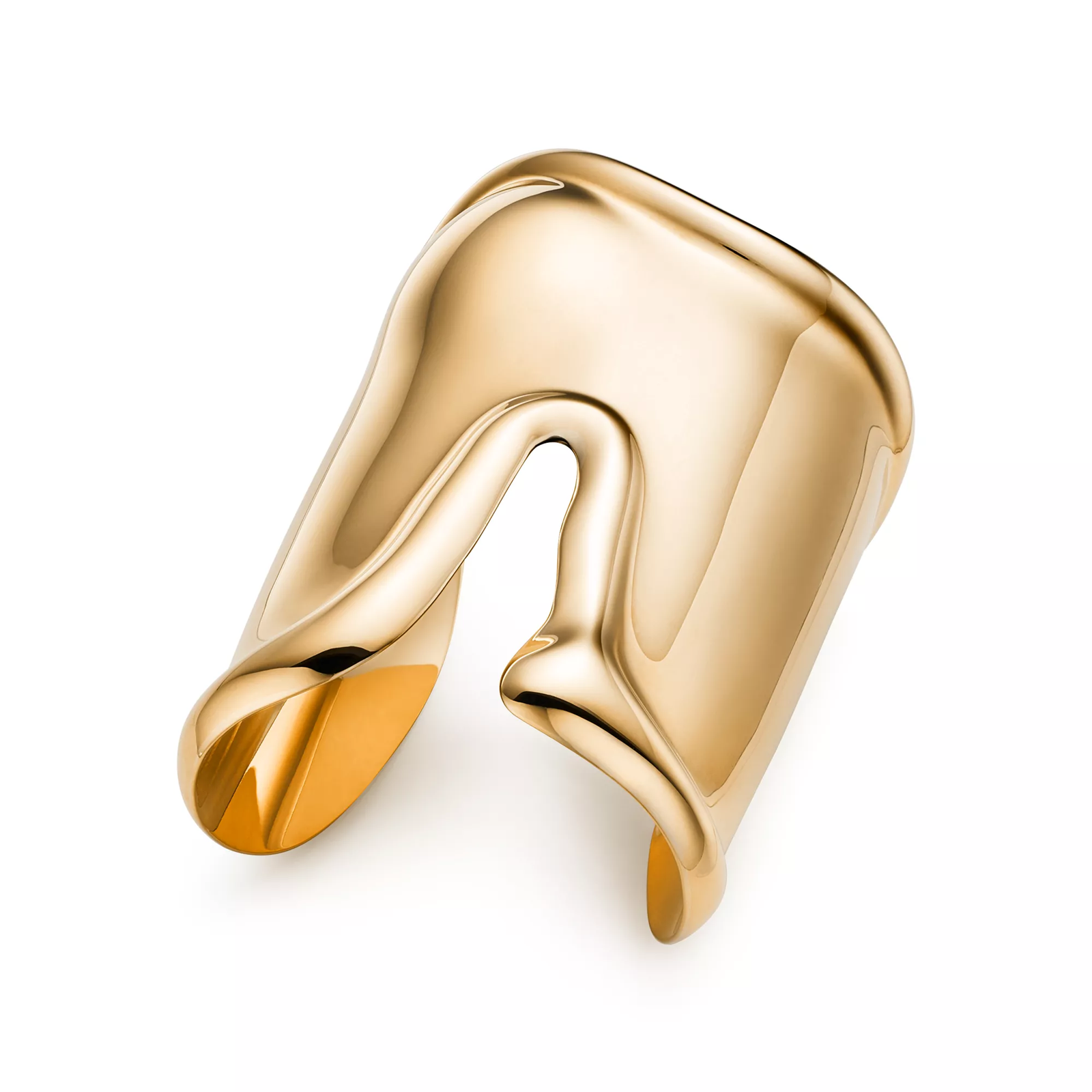 Large Bone Cuff in Yellow Gold, 95 mm Wide