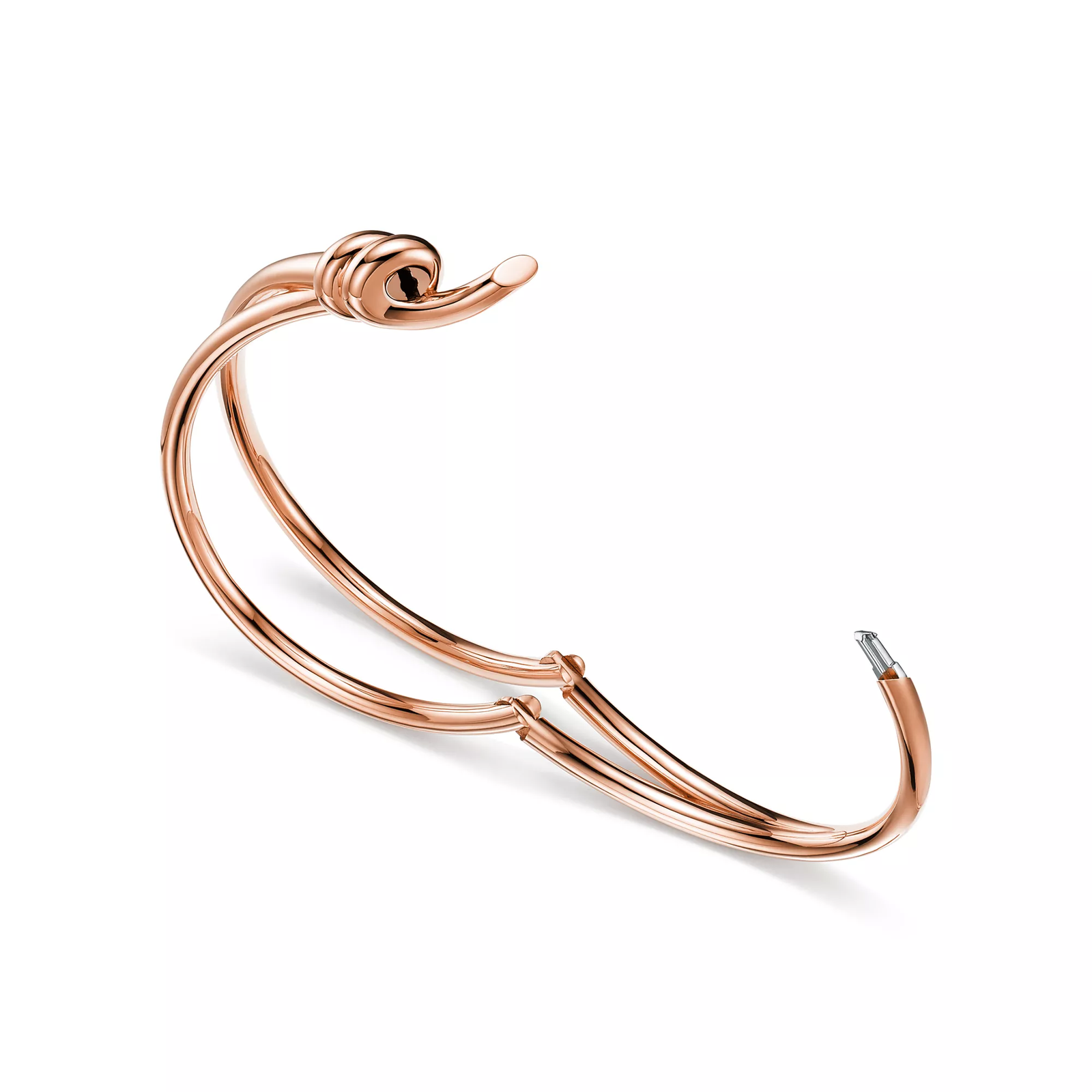 Double Row Hinged Bangle in Rose Gold