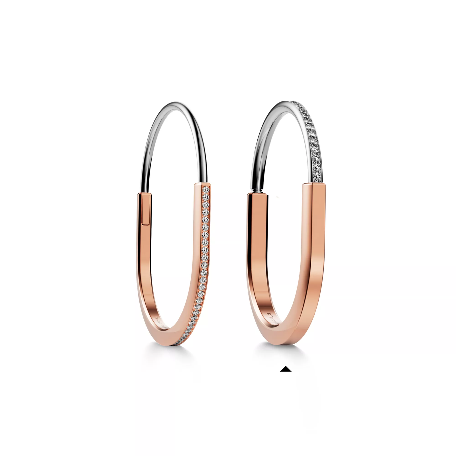Bangle in Rose and White Gold with Half Pave Diamonds