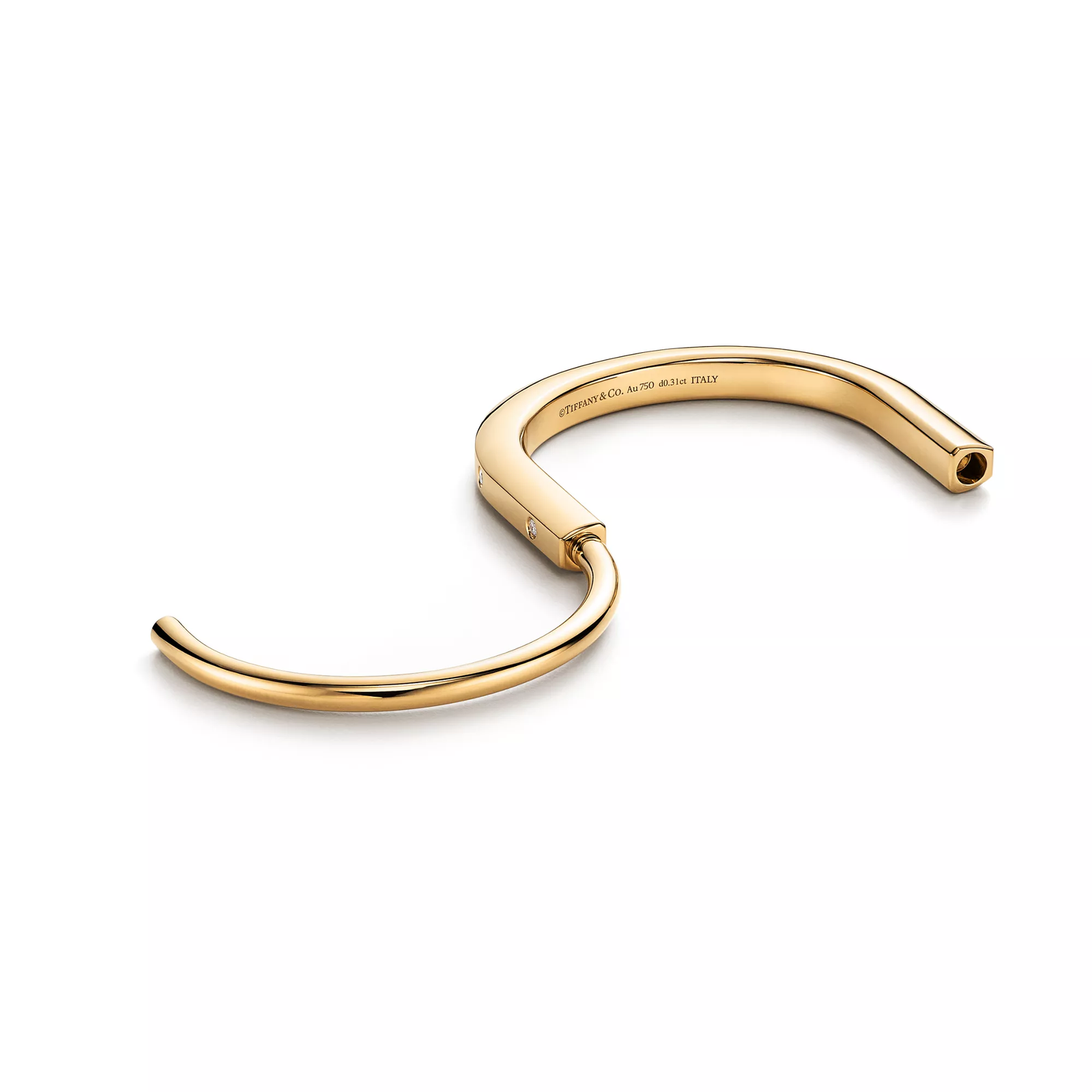 Bangle in Yellow Gold with Diamond Accents